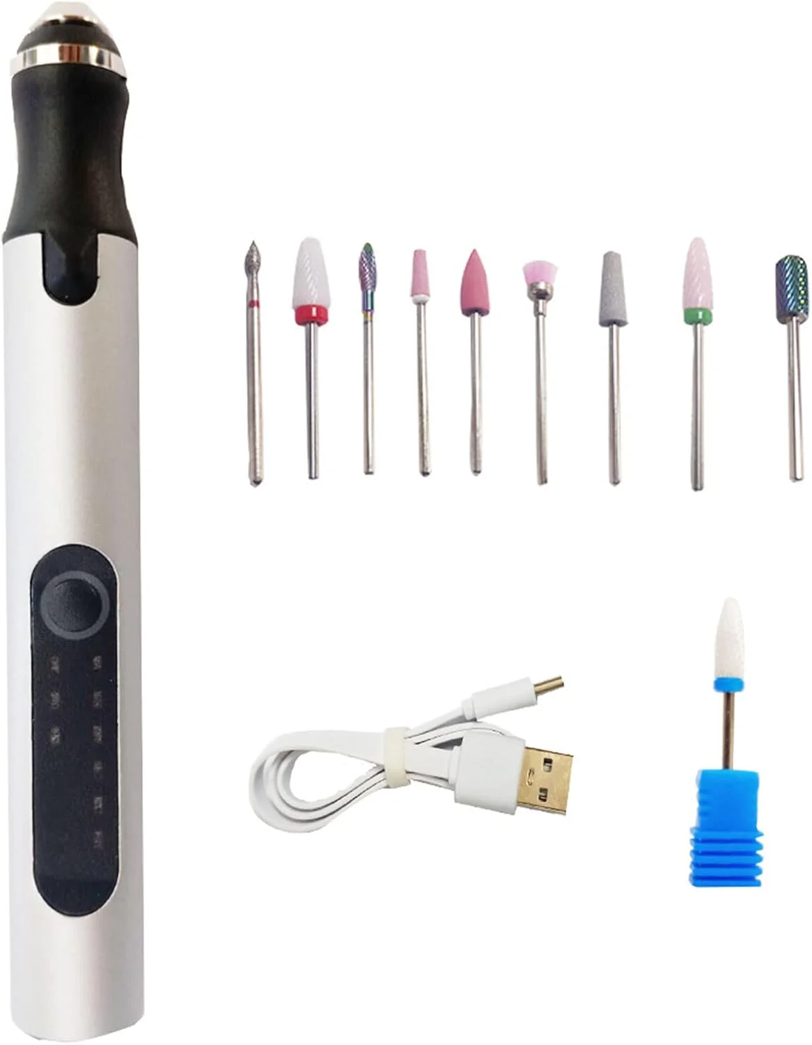 دستگاه سوهان برقی ناخن شارژی با قابلیت تنظیم 0-18000 دور در دقیقه به همراه متعلقات متعدد، ست سوهان برقی قابل حمل