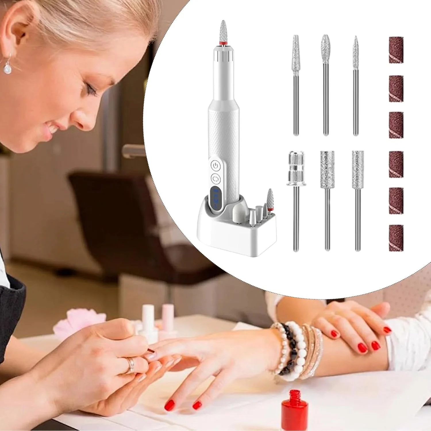 سوهان ناخن برقی، سوهان ناخن قابل تنظیم شارژی برای خانم ها | لوازم مانیکور قابل حمل و انعطاف پذیر برای فرم دادن، پیرایش، حکاکی و پولیش سوهان ناخن برقی، سوهان ناخن قابل تنظیم شارژی برای خانم ها | لوازم مانیکور قابل حمل و انعطاف پذیر برای فرم دادن، پیرایش، حکاکی و پولیش