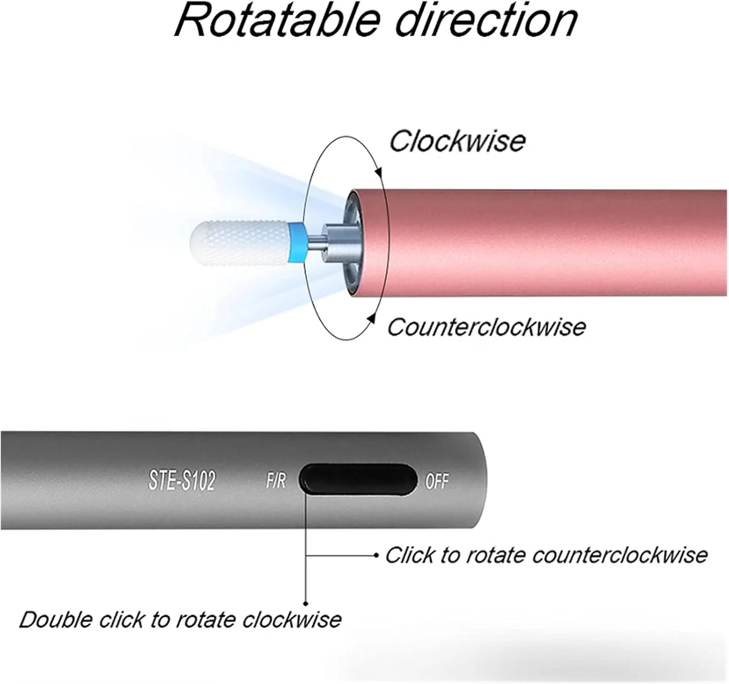 دستگاه سوهان برقی ناخن، دریل مانیکور شارژی USB، پولیشر ناخن با چراغ LED، دستگاه برش مانیکور برقی، تجهیزات ناخن (رنگ: مشکی)