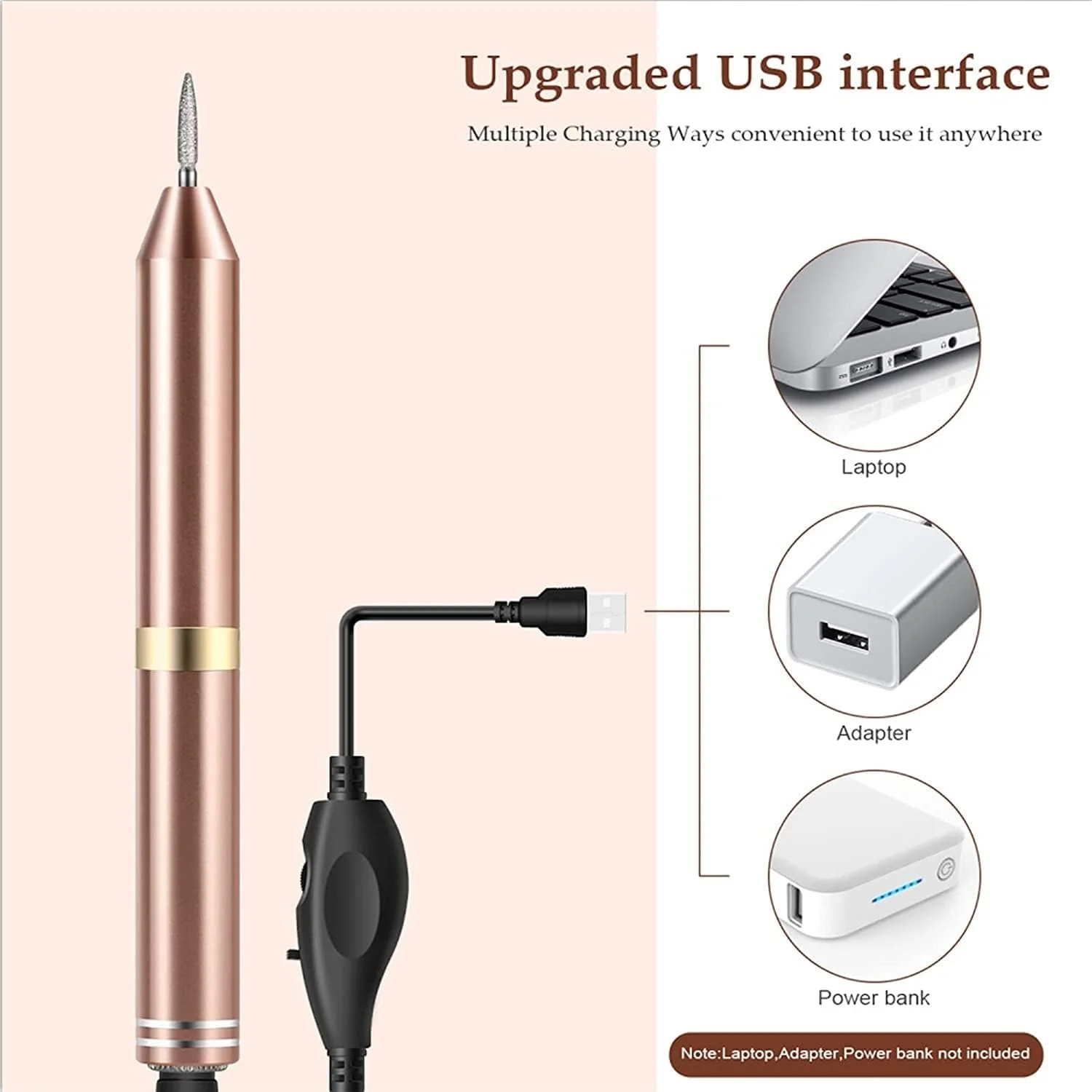قلم سوهان برقی ناخن، ست ماشین مانیکور و پدیکور برقی قابل شارژ USB با 12 سری سوهان ناخن برای پدیکور و طراحی ناخن قلم سوهان برقی ناخن، ست ماشین مانیکور و پدیکور برقی قابل شارژ USB با 12 سری سوهان ناخن برای پدیکور و طراحی ناخن