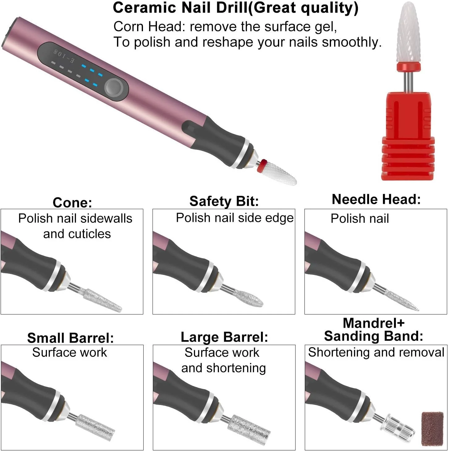 ست سوهان برقی ناخن شارژی اکسفور با سرهای سرامیکی - سوهان ناخن حرفه ای برای ناخن های اکریلیک و ژل، ابزار مانیکور و پدیکور قابل حمل ست سوهان برقی ناخن شارژی اکسفور با سرهای سرامیکی - سوهان ناخن حرفه ای برای ناخن های اکریلیک و ژل، ابزار مانیکور و پدیکور قابل حمل