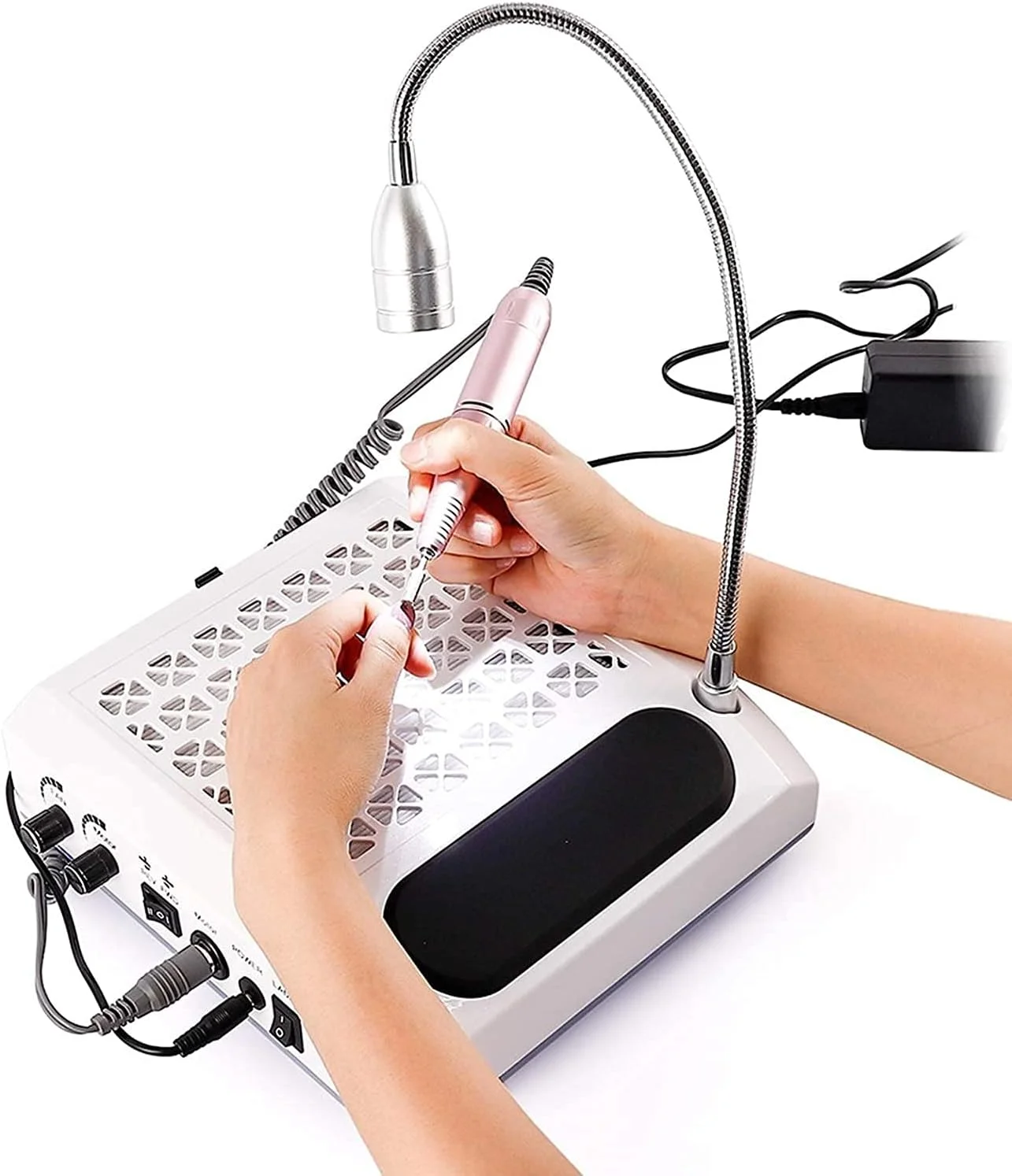 دستگاه مکنده ناخن 80 وات 4 در 1 با چراغ LED، دستگاه برقی سوهان ناخن، کیت قلم، کم صدا و لرزش، جمع کننده گرد و غبار هنر ناخن برای از بین بردن ژل ناخن و جمع آوری تکه های ناخن دستگاه مکنده ناخن 80 وات 4 در 1 با چراغ LED، دستگاه برقی سوهان ناخن، کیت قلم، کم صدا و لرزش، جمع کننده گرد و غبار هنر ناخن برای از بین بردن ژل ناخن و جمع آوری تکه های ناخن