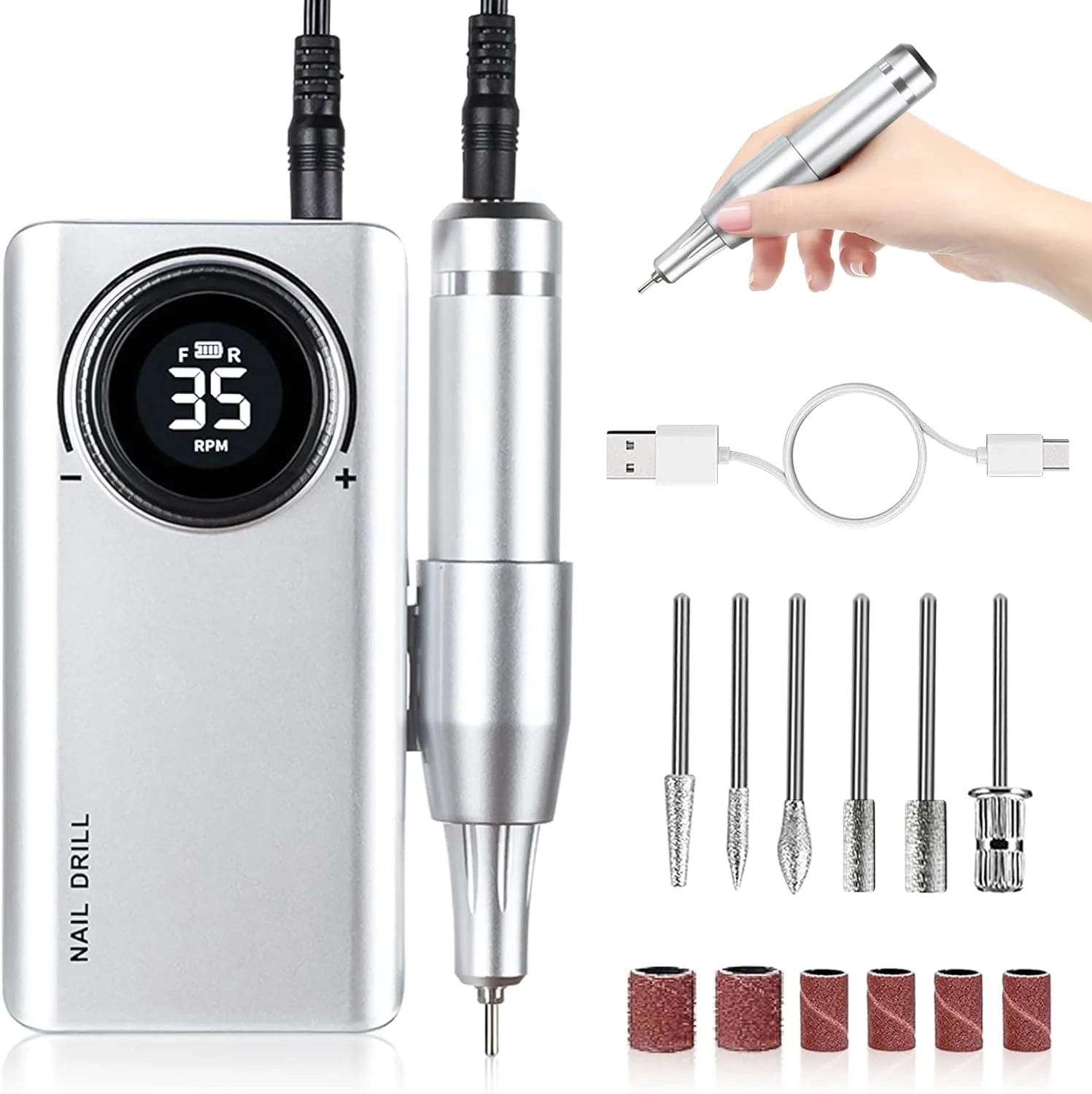 دستگاه سوهان برقی ناخن حرفه ای Excefore، قابل حمل و شارژی 33000 دور در دقیقه، مناسب برای ناخن های ژلیش و اکریلیک، ابزار مانیکور پدیکور و پولیش برای استفاده در منزل و سالن دستگاه سوهان برقی ناخن حرفه ای Excefore، قابل حمل و شارژی 33000 دور در دقیقه، مناسب برای ناخن های ژلیش و اکریلیک، ابزار مانیکور پدیکور و پولیش برای استفاده در منزل و سالن