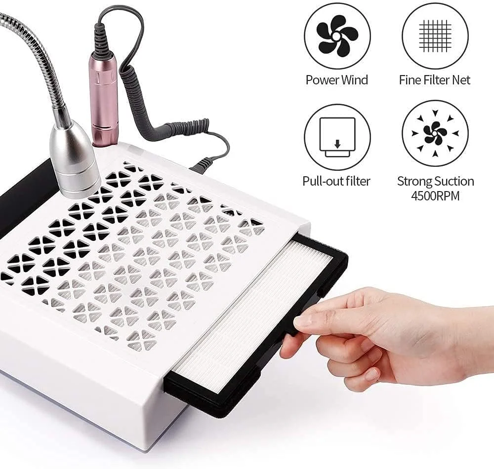 دستگاه مکنده ناخن 80 وات 4 در 1 با چراغ LED، دستگاه برقی سوهان ناخن، کیت قلم، کم صدا و لرزش، جمع کننده گرد و غبار هنر ناخن برای از بین بردن ژل ناخن و جمع آوری تکه های ناخن دستگاه مکنده ناخن 80 وات 4 در 1 با چراغ LED، دستگاه برقی سوهان ناخن، کیت قلم، کم صدا و لرزش، جمع کننده گرد و غبار هنر ناخن برای از بین بردن ژل ناخن و جمع آوری تکه های ناخن