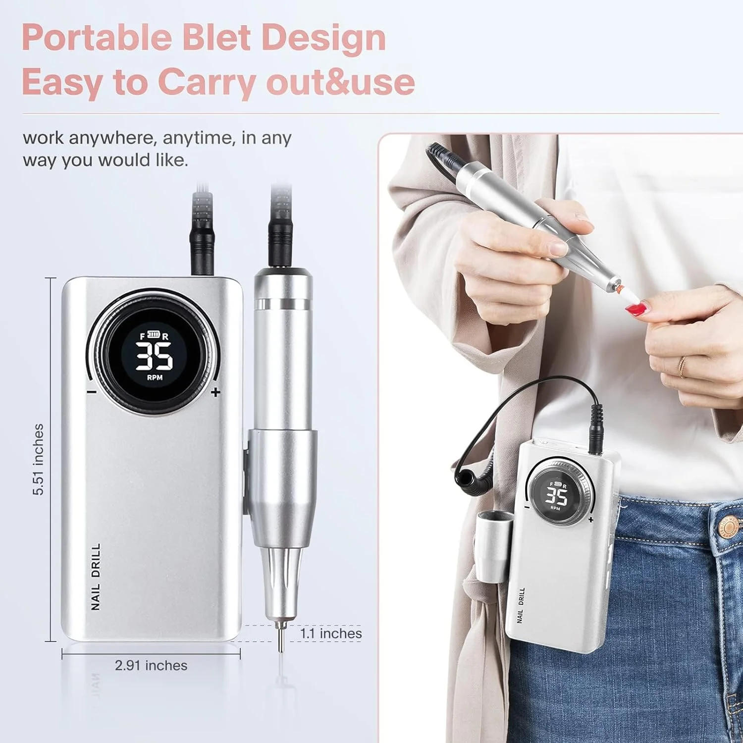 دستگاه سوهان برقی ناخن حرفه ای Excefore، قابل حمل و شارژی 33000 دور در دقیقه، مناسب برای ناخن های ژلیش و اکریلیک، ابزار مانیکور پدیکور و پولیش برای استفاده در منزل و سالن دستگاه سوهان برقی ناخن حرفه ای Excefore، قابل حمل و شارژی 33000 دور در دقیقه، مناسب برای ناخن های ژلیش و اکریلیک، ابزار مانیکور پدیکور و پولیش برای استفاده در منزل و سالن