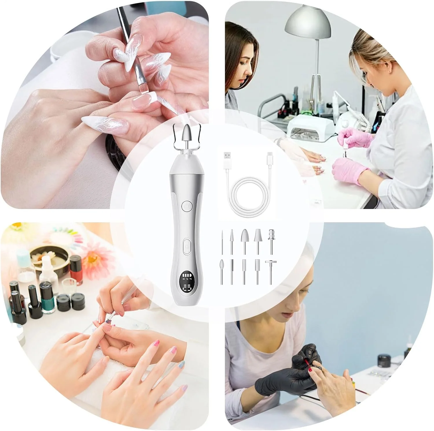 ابزار برقی سوهان ناخن | سوهان برقی مانیکور ناخن | دستگاه بی صدا با 10 تنظیم سرعت قابل تنظیم برای مبتدیان، متخصصان، هنر ناخن و مانیکور ابزار برقی سوهان ناخن | سوهان برقی مانیکور ناخن | دستگاه بی صدا با 10 تنظیم سرعت قابل تنظیم برای مبتدیان، متخصصان، هنر ناخن و مانیکور