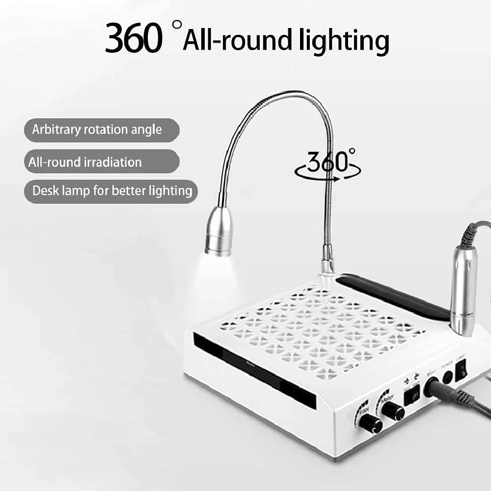 دستگاه مکنده ناخن 80 وات 4 در 1 با چراغ LED، دستگاه برقی سوهان ناخن، کیت قلم، کم صدا و لرزش، جمع کننده گرد و غبار هنر ناخن برای از بین بردن ژل ناخن و جمع آوری تکه های ناخن دستگاه مکنده ناخن 80 وات 4 در 1 با چراغ LED، دستگاه برقی سوهان ناخن، کیت قلم، کم صدا و لرزش، جمع کننده گرد و غبار هنر ناخن برای از بین بردن ژل ناخن و جمع آوری تکه های ناخن