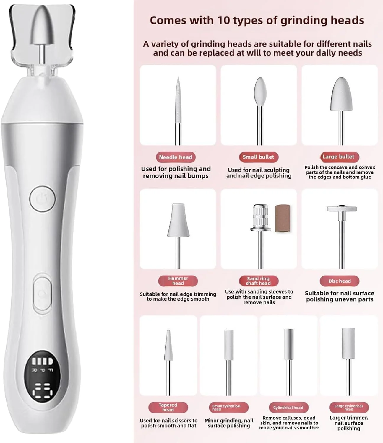 ابزار برقی سوهان ناخن | سوهان برقی مانیکور ناخن | دستگاه بی صدا با 10 تنظیم سرعت قابل تنظیم برای مبتدیان، متخصصان، هنر ناخن و مانیکور ابزار برقی سوهان ناخن | سوهان برقی مانیکور ناخن | دستگاه بی صدا با 10 تنظیم سرعت قابل تنظیم برای مبتدیان، متخصصان، هنر ناخن و مانیکور
