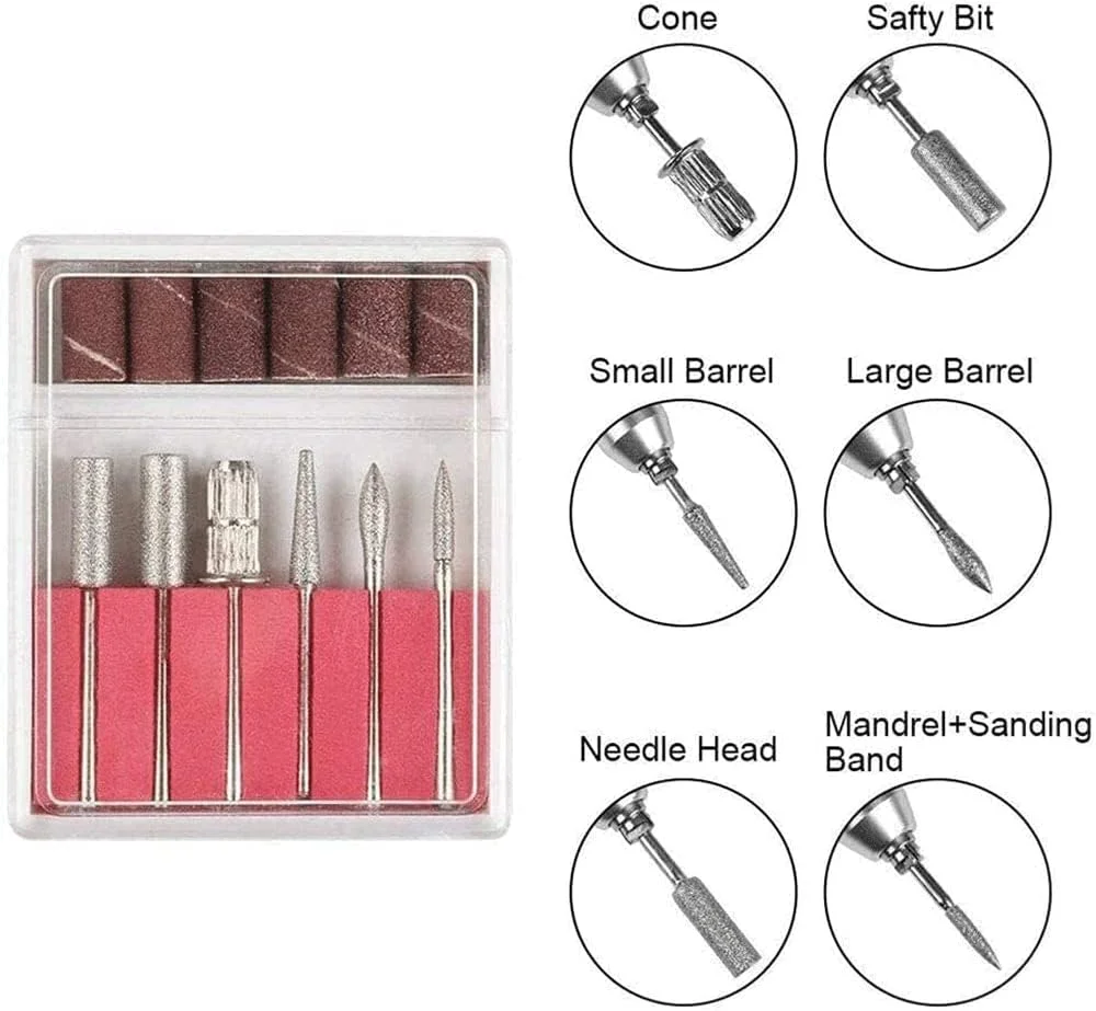 دستگاه سوهان برقی ناخن با صفحه نمایش LCD، کیت های حرفه ای پولیش ناخن و مانیکور سالنی 30000 دور در دقیقه، با 6 سری سوهان، برای پولیش ناخن، پدیکور، استفاده خانگی، سفید