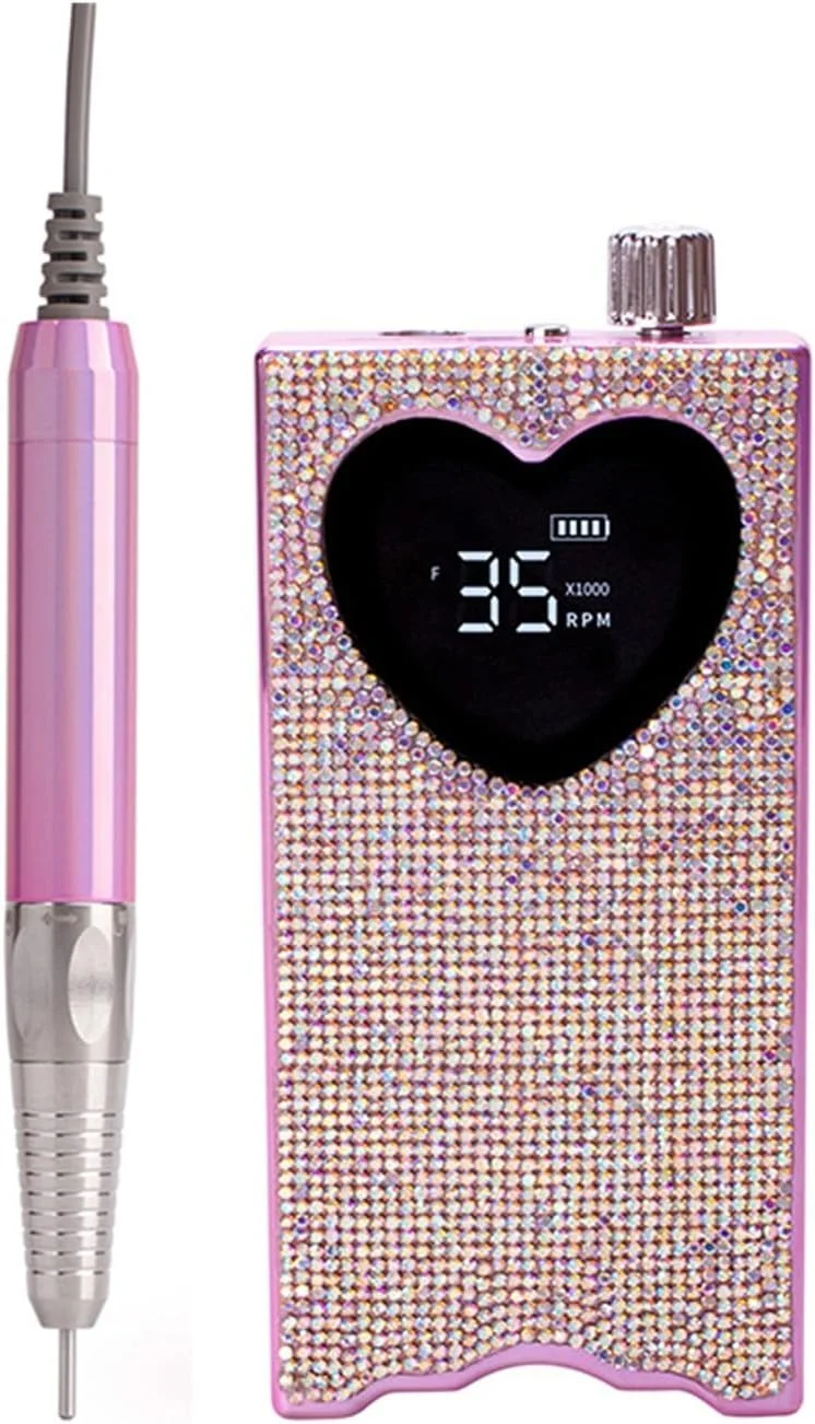 دستگاه سوهان برقی ناخن حرفه ای طرح قلب، دستگاه سوهان برقی قابل حمل و شارژی 35000 دور در دقیقه برای ناخن های ژلی و اکریلیک دستگاه سوهان برقی ناخن حرفه ای طرح قلب، دستگاه سوهان برقی قابل حمل و شارژی 35000 دور در دقیقه برای ناخن های ژلی و اکریلیک