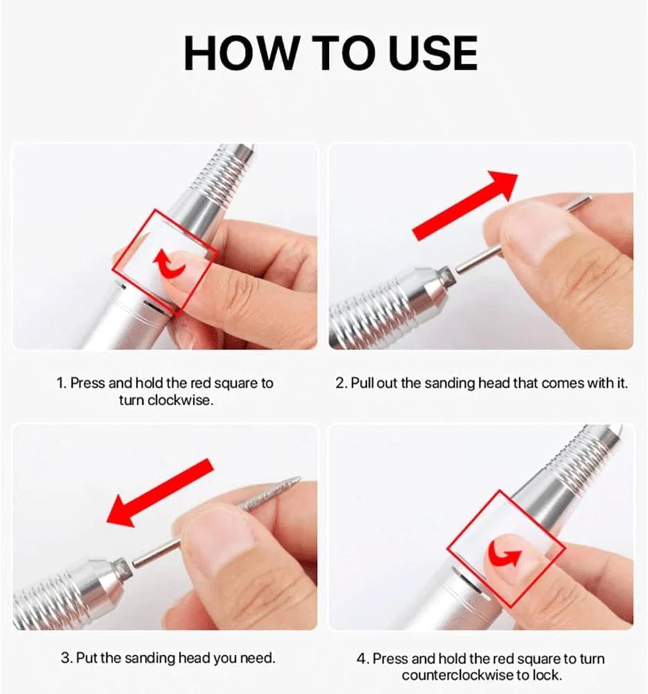 دستگاه سوهان برقی ناخن با صفحه نمایش LCD، کیت های حرفه ای پولیش ناخن و مانیکور سالنی 30000 دور در دقیقه، با 6 سری سوهان، برای پولیش ناخن، پدیکور، استفاده خانگی، سفید