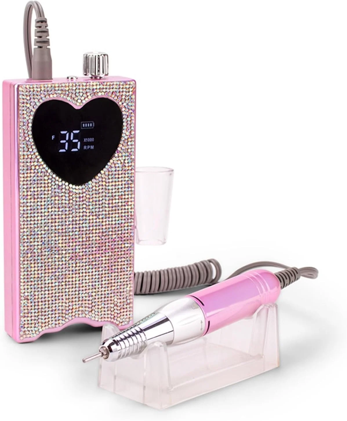 دستگاه سوهان برقی ناخن حرفه ای طرح قلب، دستگاه سوهان برقی قابل حمل و شارژی 35000 دور در دقیقه برای ناخن های ژلی و اکریلیک دستگاه سوهان برقی ناخن حرفه ای طرح قلب، دستگاه سوهان برقی قابل حمل و شارژی 35000 دور در دقیقه برای ناخن های ژلی و اکریلیک