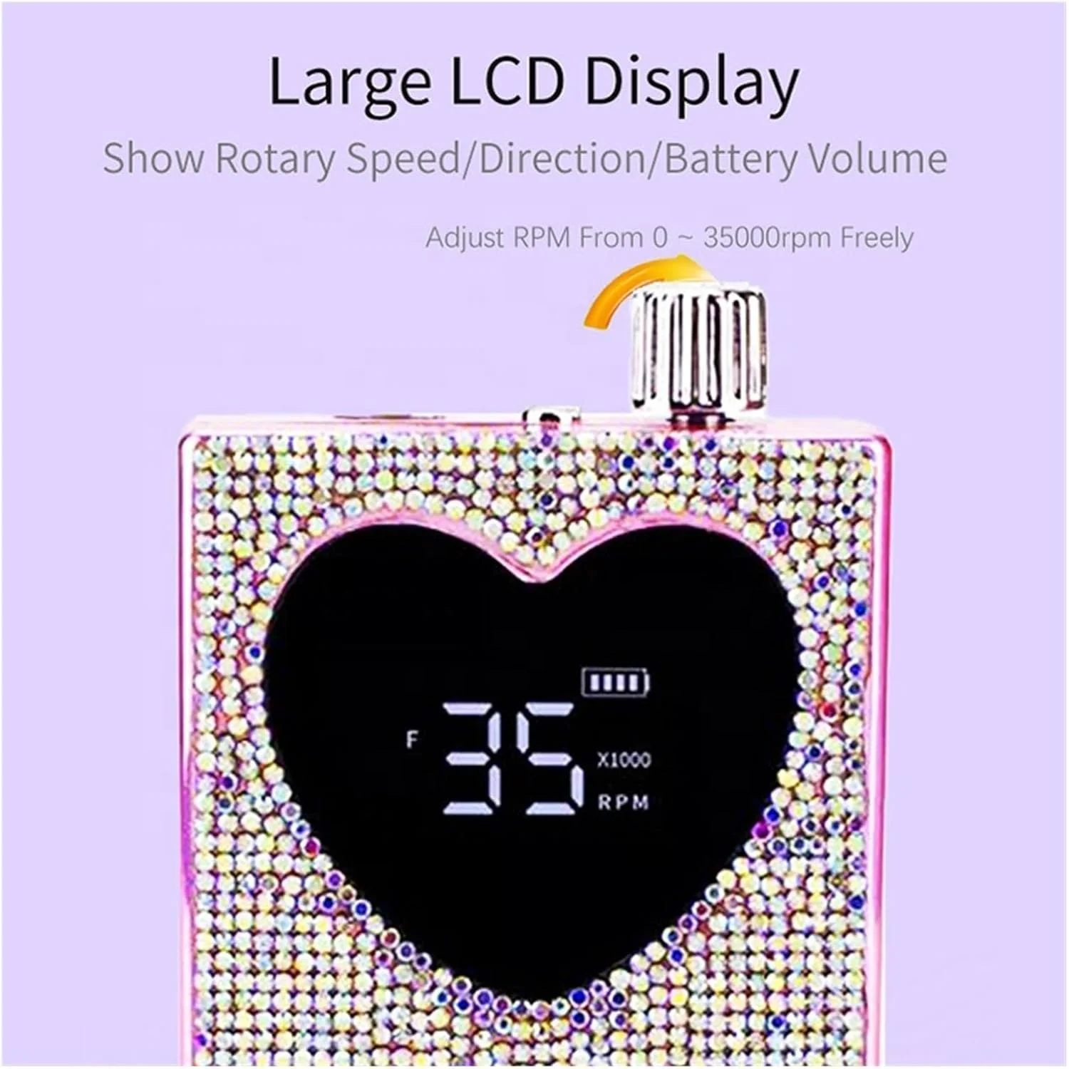 دستگاه سوهان برقی ناخن حرفه ای طرح قلب، دستگاه سوهان برقی قابل حمل و شارژی 35000 دور در دقیقه برای ناخن های ژلی و اکریلیک دستگاه سوهان برقی ناخن حرفه ای طرح قلب، دستگاه سوهان برقی قابل حمل و شارژی 35000 دور در دقیقه برای ناخن های ژلی و اکریلیک