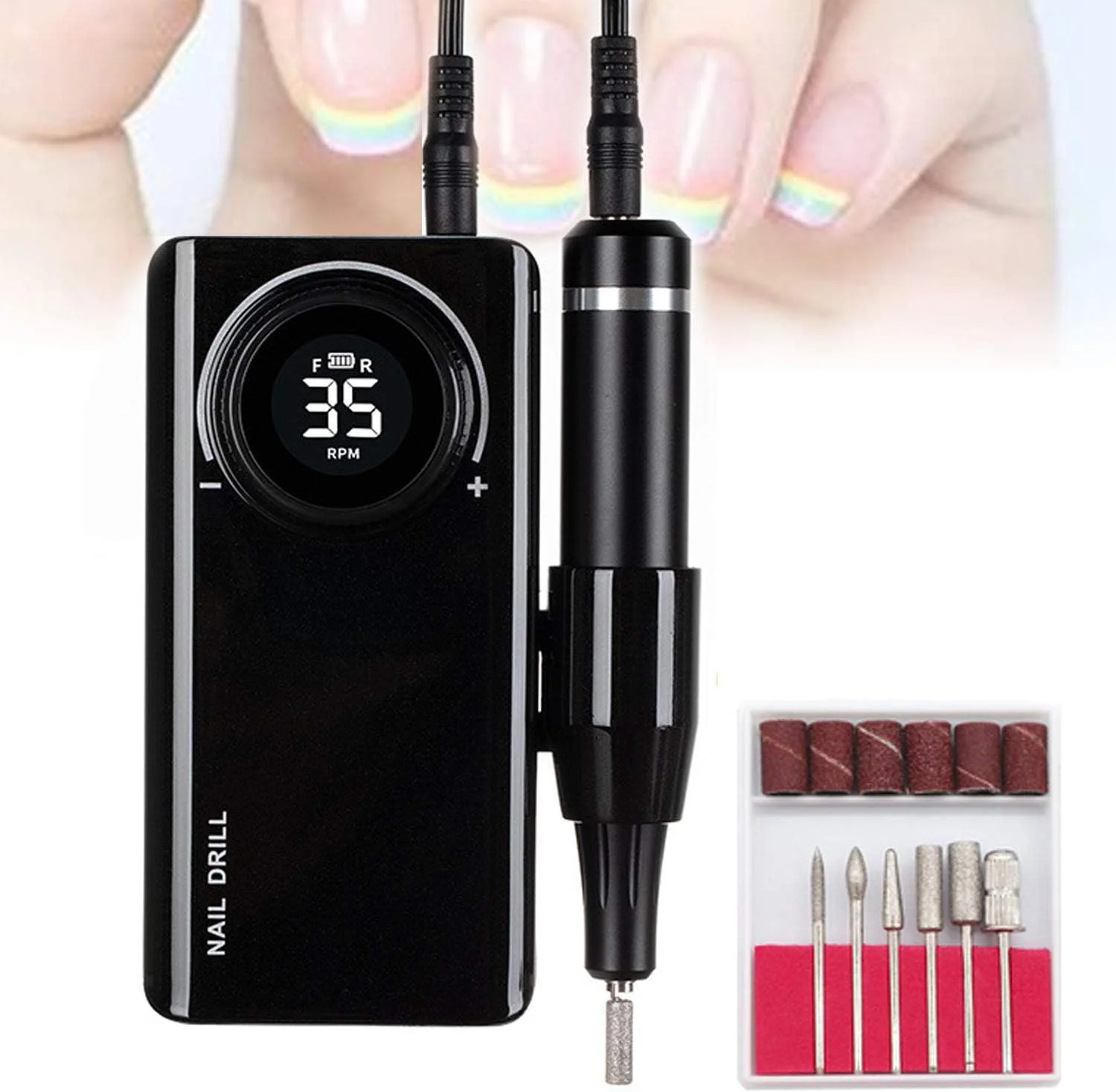 قلم دریل برقی سوهان ناخن، 35000 دور در دقیقه، پولیشر قابل حمل حرفه ای هنر ناخن، ابزار سوهان دریل، 2600 میلی آمپر ساعت قابل شارژ، برای سالن خانگی، استودیو ناخن، مشکی قلم دریل برقی سوهان ناخن، 35000 دور در دقیقه، پولیشر قابل حمل حرفه ای هنر ناخن، ابزار سوهان دریل، 2600 میلی آمپر ساعت قابل شارژ، برای سالن خانگی، استودیو ناخن، مشکی