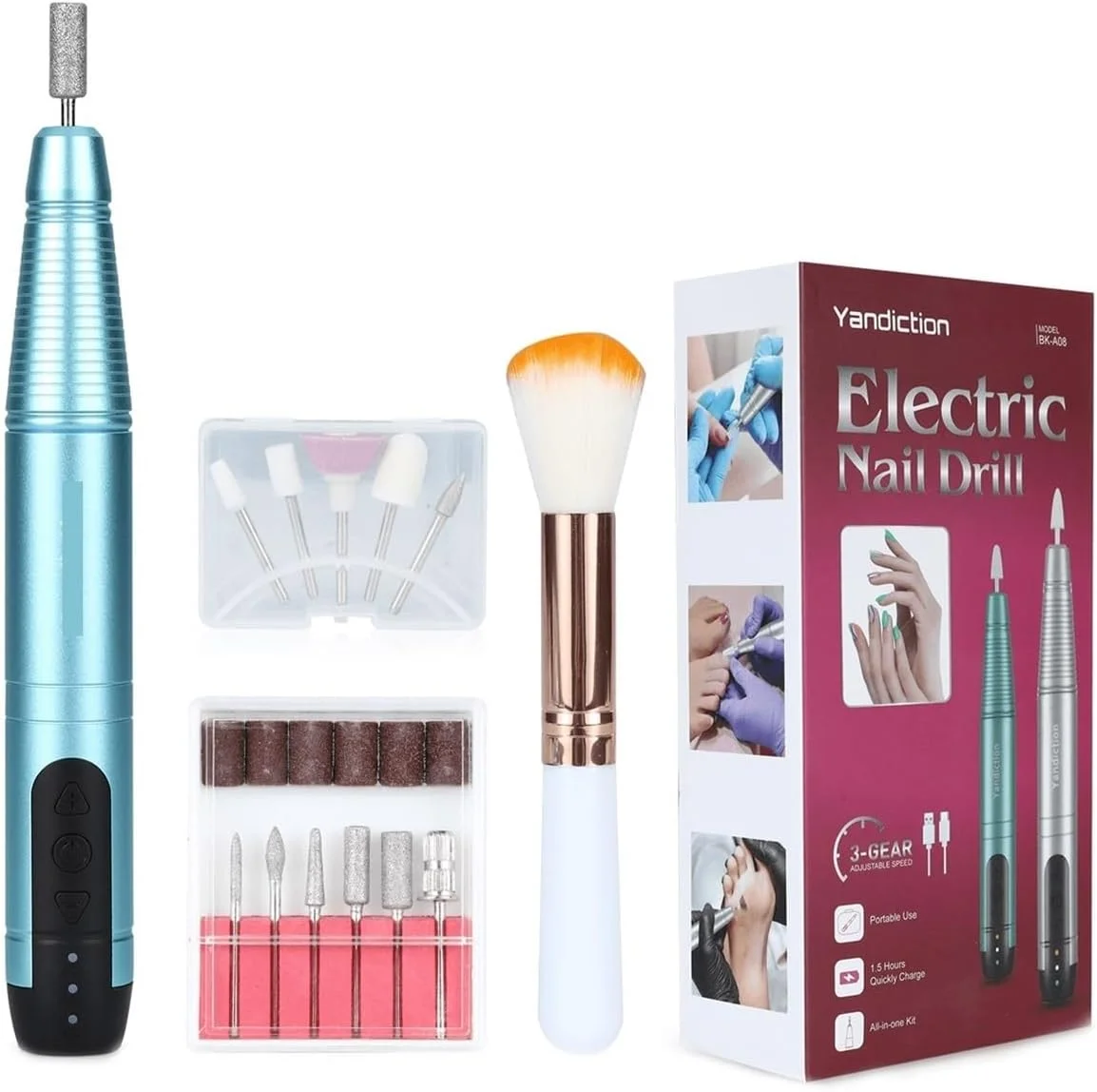 دستگاه سوهان برقی ناخن حرفه ای بی سیم، دستگاه سوهان ناخن قابل شارژ، کیت دستگاه سوهان ناخن قابل حمل برای مانیکور پدیکور برای اکریلیک دستگاه سوهان برقی ناخن حرفه ای بی سیم، دستگاه سوهان ناخن قابل شارژ، کیت دستگاه سوهان ناخن قابل حمل برای مانیکور پدیکور برای اکریلیک