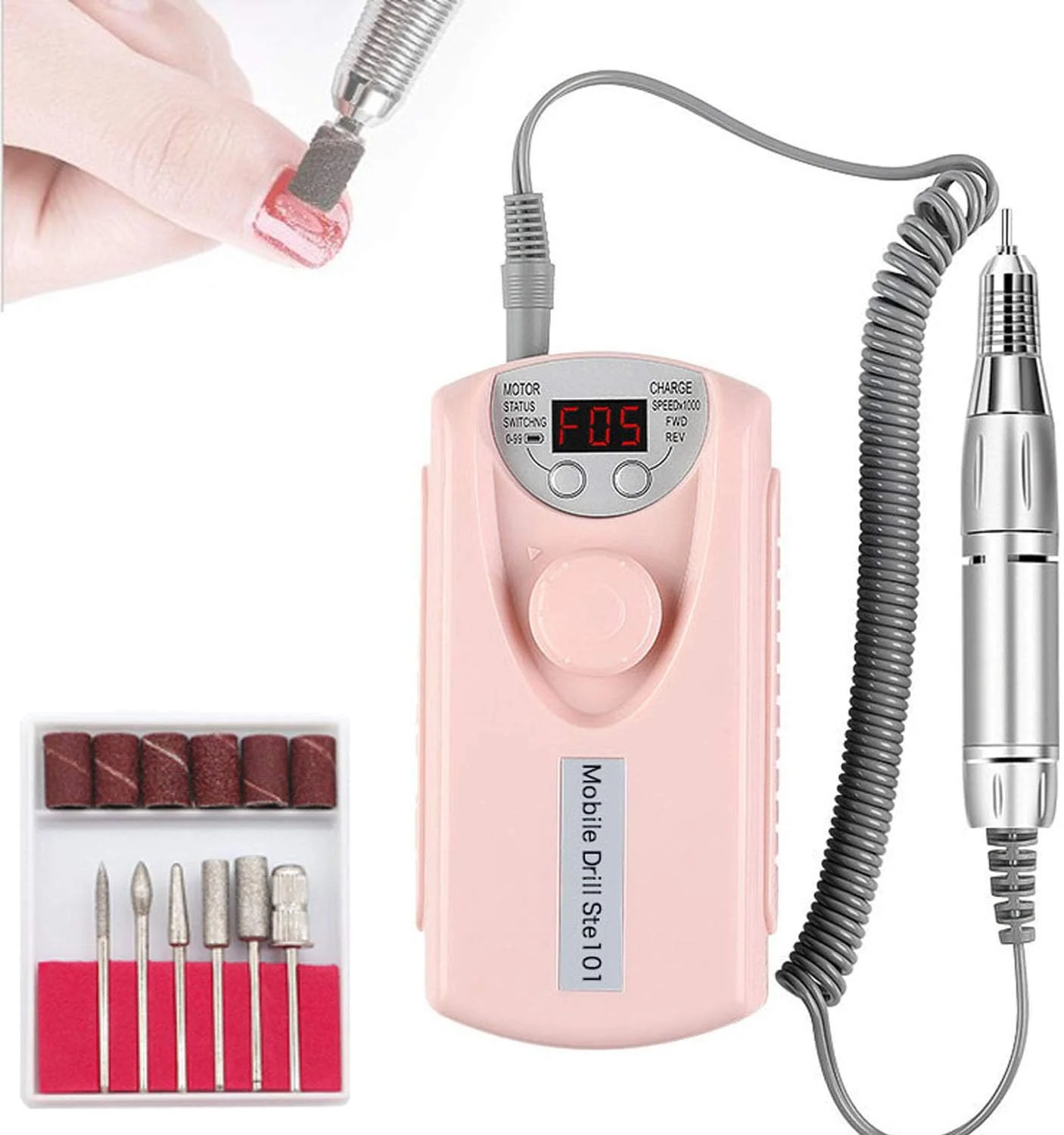 دستگاه سوهان برقی ناخن، سوهان ناخن قابل حمل برای ناخن های اکریلیک، سوهان برقی ناخن با 6 سر سوهان برای شکل دادن، پولیش، برداشتن ناخن های ژلی، 30000 دور در دقیقه برای استفاده خانگی و سالن های حرفه ای، صورتی دستگاه سوهان برقی ناخن، سوهان ناخن قابل حمل برای ناخن های اکریلیک، سوهان برقی ناخن با 6 سر سوهان برای شکل دادن، پولیش، برداشتن ناخن های ژلی، 30000 دور در دقیقه برای استفاده خانگی و سالن های حرفه ای، صورتی