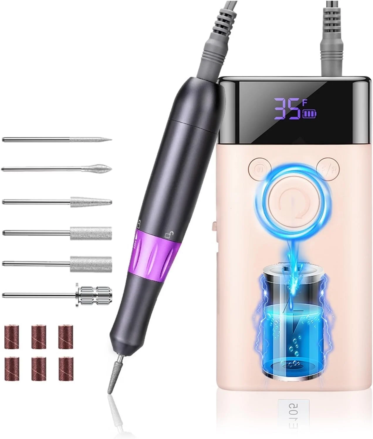 دستگاه سوهان برقی ناخن حرفه ای 35000 دور در دقیقه با صفحه نمایش LCD، دستگاه مانیکور حرفه ای برای لاک ژل اکریلیک، سوهان برقی ناخن دستگاه سوهان برقی ناخن حرفه ای 35000 دور در دقیقه با صفحه نمایش LCD، دستگاه مانیکور حرفه ای برای لاک ژل اکریلیک، سوهان برقی ناخن