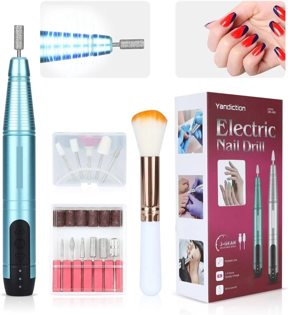 دستگاه سوهان برقی ناخن حرفه ای بی سیم، دستگاه سوهان ناخن قابل شارژ، کیت دستگاه سوهان ناخن قابل حمل برای مانیکور پدیکور برای اکریلیک دستگاه سوهان برقی ناخن حرفه ای بی سیم، دستگاه سوهان ناخن قابل شارژ، کیت دستگاه سوهان ناخن قابل حمل برای مانیکور پدیکور برای اکریلیک