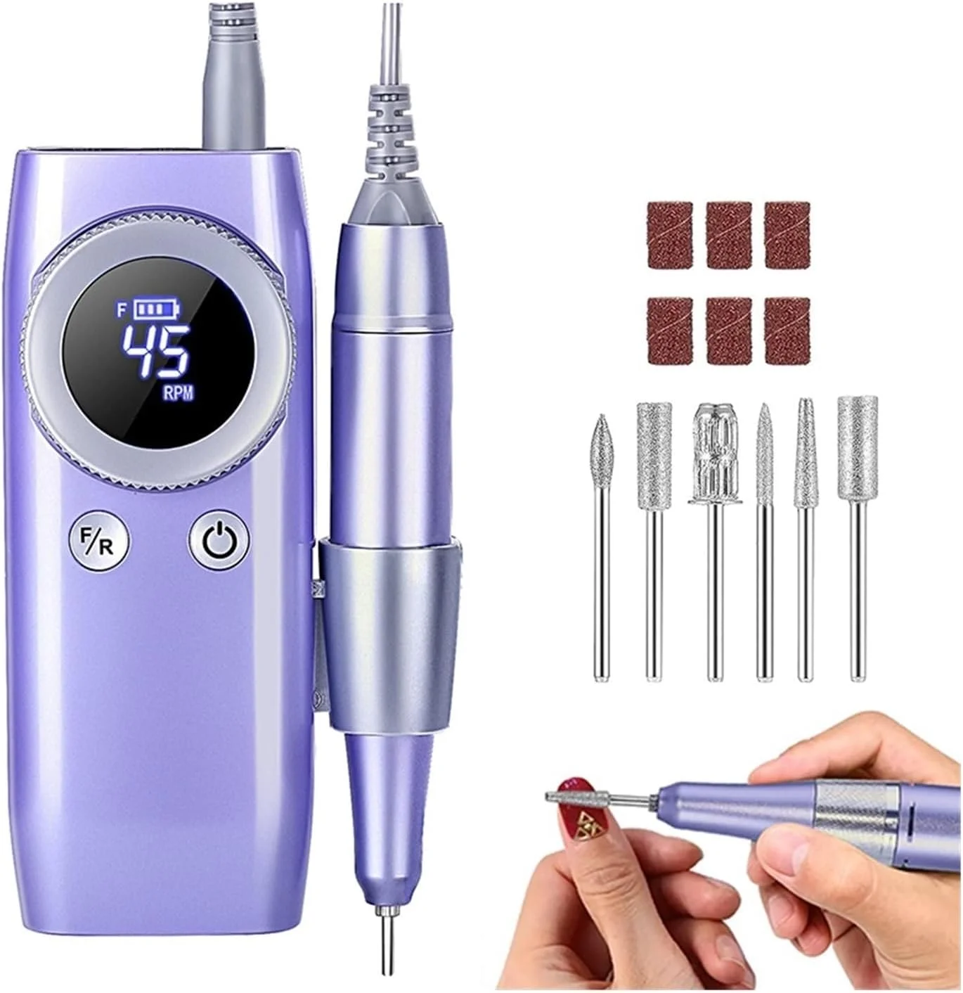 دستگاه سوهان برقی ناخن حرفه ای 45000 دور در دقیقه، مناسب مانیکور با صفحه نمایش LCD، سنباده ناخن، دستگاه تراش ناخن شارژی، سوهان برقی بی سیم دستگاه سوهان برقی ناخن حرفه ای 45000 دور در دقیقه، مناسب مانیکور با صفحه نمایش LCD، سنباده ناخن، دستگاه تراش ناخن شارژی، سوهان برقی بی سیم