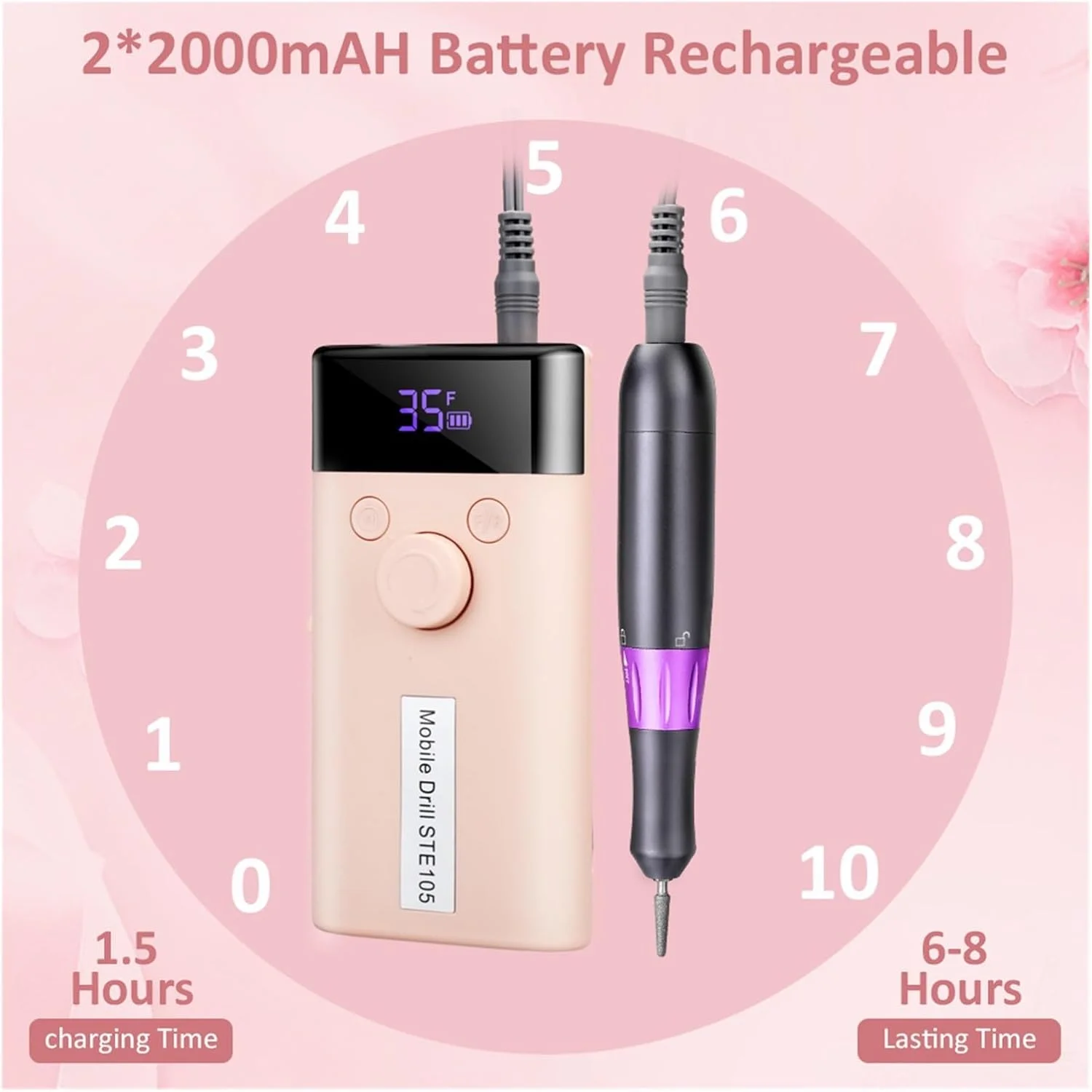 دستگاه سوهان برقی ناخن حرفه ای 35000 دور در دقیقه با صفحه نمایش LCD، دستگاه مانیکور حرفه ای برای لاک ژل اکریلیک، سوهان برقی ناخن دستگاه سوهان برقی ناخن حرفه ای 35000 دور در دقیقه با صفحه نمایش LCD، دستگاه مانیکور حرفه ای برای لاک ژل اکریلیک، سوهان برقی ناخن