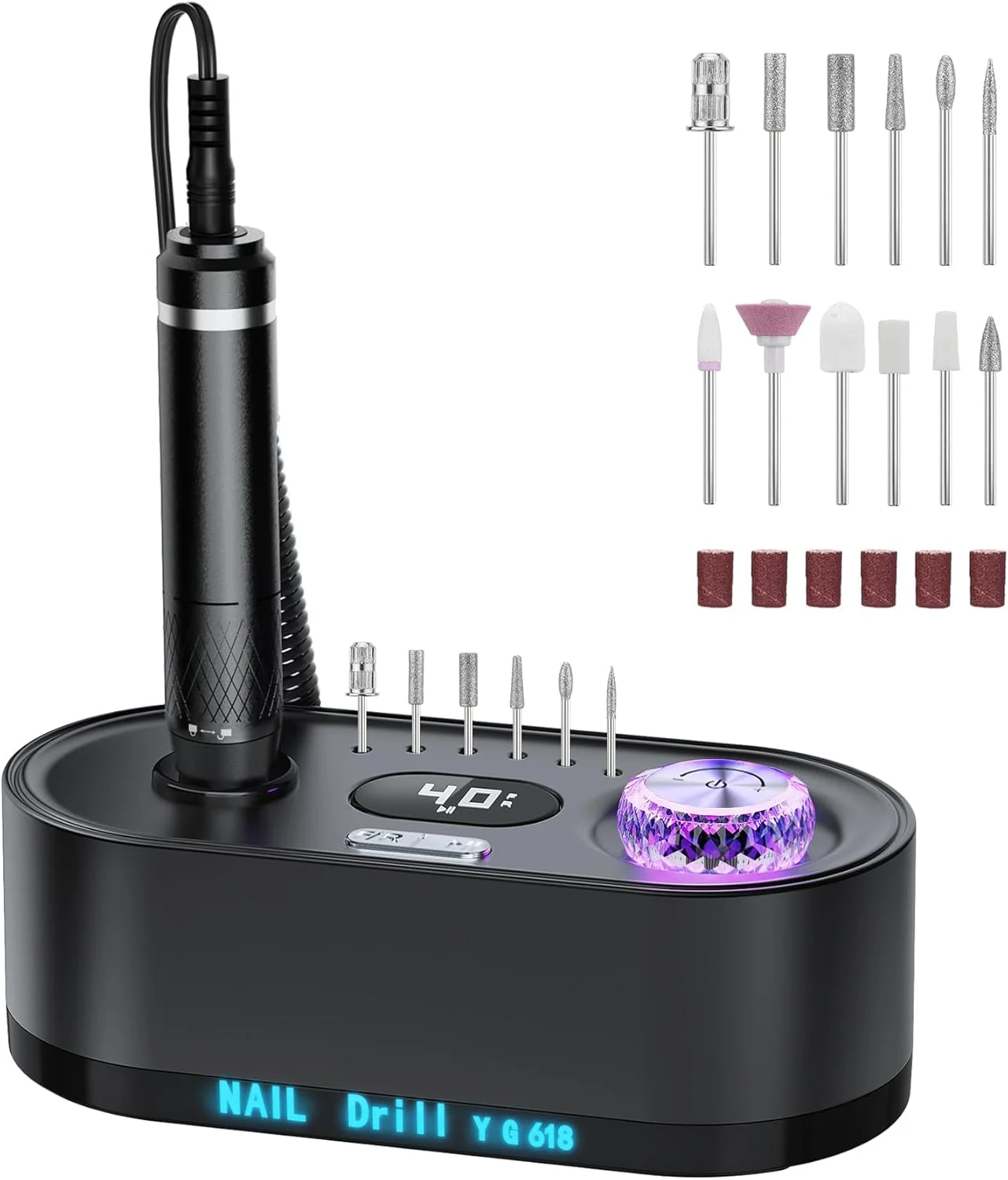 سوهان برقی ناخن GOLEEXU - کیت سوهان الکترونیکی حرفه ای 40000 دور در دقیقه، دستگاه سوهان الکترونیکی برای شکل دادن، پولیش و از بین بردن ناخن های ژلی اکریلیک، کیت مانیکور و پدیکور سوهان برقی ناخن GOLEEXU - کیت سوهان الکترونیکی حرفه ای 40000 دور در دقیقه، دستگاه سوهان الکترونیکی برای شکل دادن، پولیش و از بین بردن ناخن های ژلی اکریلیک، کیت مانیکور و پدیکور