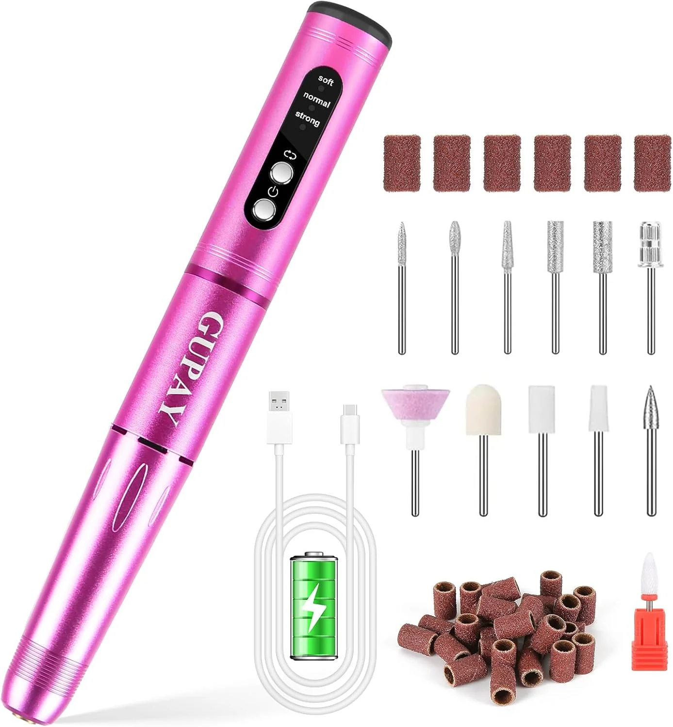 دستگاه سوهان برقی ناخن GUPAY، دستگاه مانیکور و پدیکور شارژی بی سیم برای ناخن های ژلی، اکریلیک و طبیعی، مناسب برای استفاده حرفه ای و خانگی دستگاه سوهان برقی ناخن GUPAY، دستگاه مانیکور و پدیکور شارژی بی سیم برای ناخن های ژلی، اکریلیک و طبیعی، مناسب برای استفاده حرفه ای و خانگی