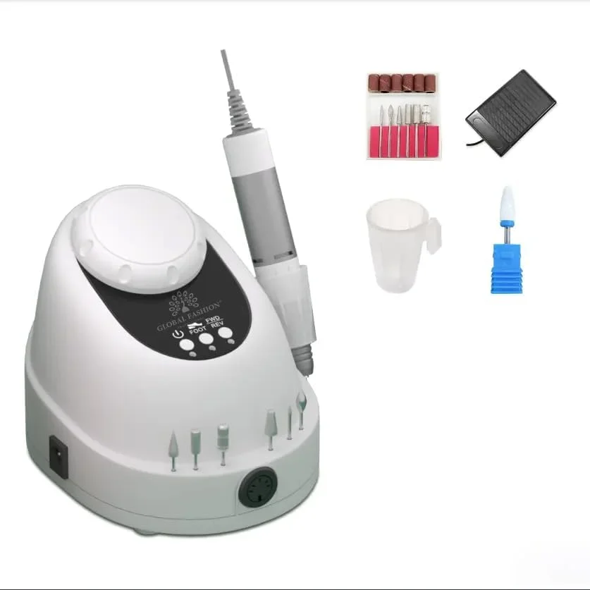 دستگاه سوهان برقی ناخن حرفه ای GLOBAL FASHION GF-210 – 68 وات، سرعت بالا 35000 دور در دقیقه، سرعت متغیر، چرخش معکوس، صدای کم، مناسب برای ناخن های بادوام اکریلیک، ژل و پلی ژل، مانیکور و پدیکور (سفید) دستگاه سوهان برقی ناخن حرفه ای GLOBAL FASHION GF-210 – 68 وات، سرعت بالا 35000 دور در دقیقه، سرعت متغیر، چرخش معکوس، صدای کم، مناسب برای ناخن های بادوام اکریلیک، ژل و پلی ژل، مانیکور و پدیکور (سفید)