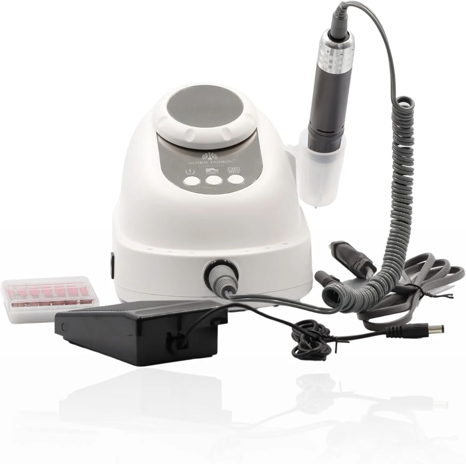دستگاه سوهان برقی ناخن حرفه ای GLOBAL FASHION GF-210 – 68 وات، سرعت بالا 35000 دور در دقیقه، سرعت متغیر، چرخش معکوس، صدای کم، مناسب برای ناخن های بادوام اکریلیک، ژل و پلی ژل، مانیکور و پدیکور (سفید) دستگاه سوهان برقی ناخن حرفه ای GLOBAL FASHION GF-210 – 68 وات، سرعت بالا 35000 دور در دقیقه، سرعت متغیر، چرخش معکوس، صدای کم، مناسب برای ناخن های بادوام اکریلیک، ژل و پلی ژل، مانیکور و پدیکور (سفید)