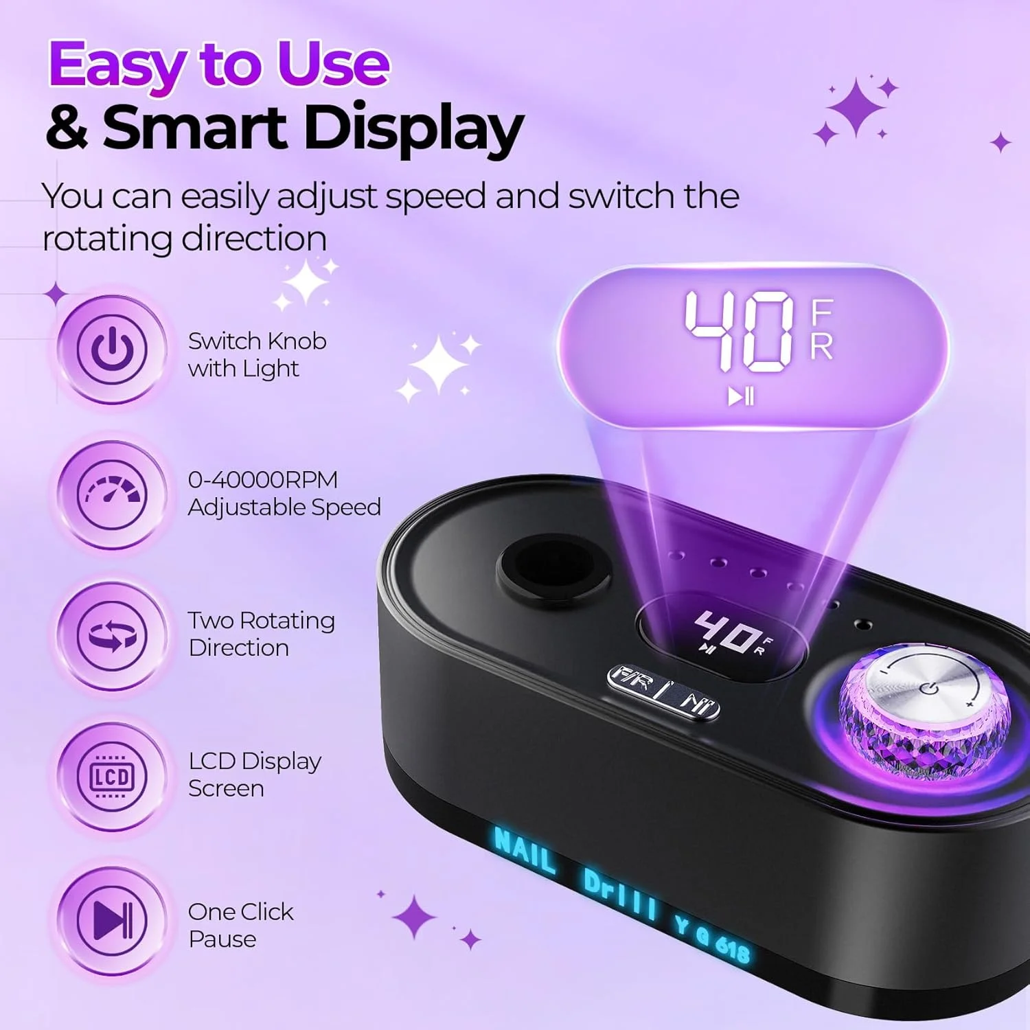 سوهان برقی ناخن GOLEEXU - کیت سوهان الکترونیکی حرفه ای 40000 دور در دقیقه، دستگاه سوهان الکترونیکی برای شکل دادن، پولیش و از بین بردن ناخن های ژلی اکریلیک، کیت مانیکور و پدیکور سوهان برقی ناخن GOLEEXU - کیت سوهان الکترونیکی حرفه ای 40000 دور در دقیقه، دستگاه سوهان الکترونیکی برای شکل دادن، پولیش و از بین بردن ناخن های ژلی اکریلیک، کیت مانیکور و پدیکور