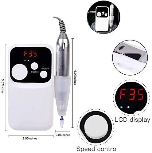 دستگاه سوهان برقی ناخن حرفه ای قابل شارژ GHQERTY با سرعت 35000 دور در دقیقه، سوهان برقی قابل حمل، ابزار آسیاب ژل اکریلیک با 6 سر سوهان و نوارهای سنباده دستگاه سوهان برقی ناخن حرفه ای قابل شارژ GHQERTY با سرعت 35000 دور در دقیقه، سوهان برقی قابل حمل، ابزار آسیاب ژل اکریلیک با 6 سر سوهان و نوارهای سنباده