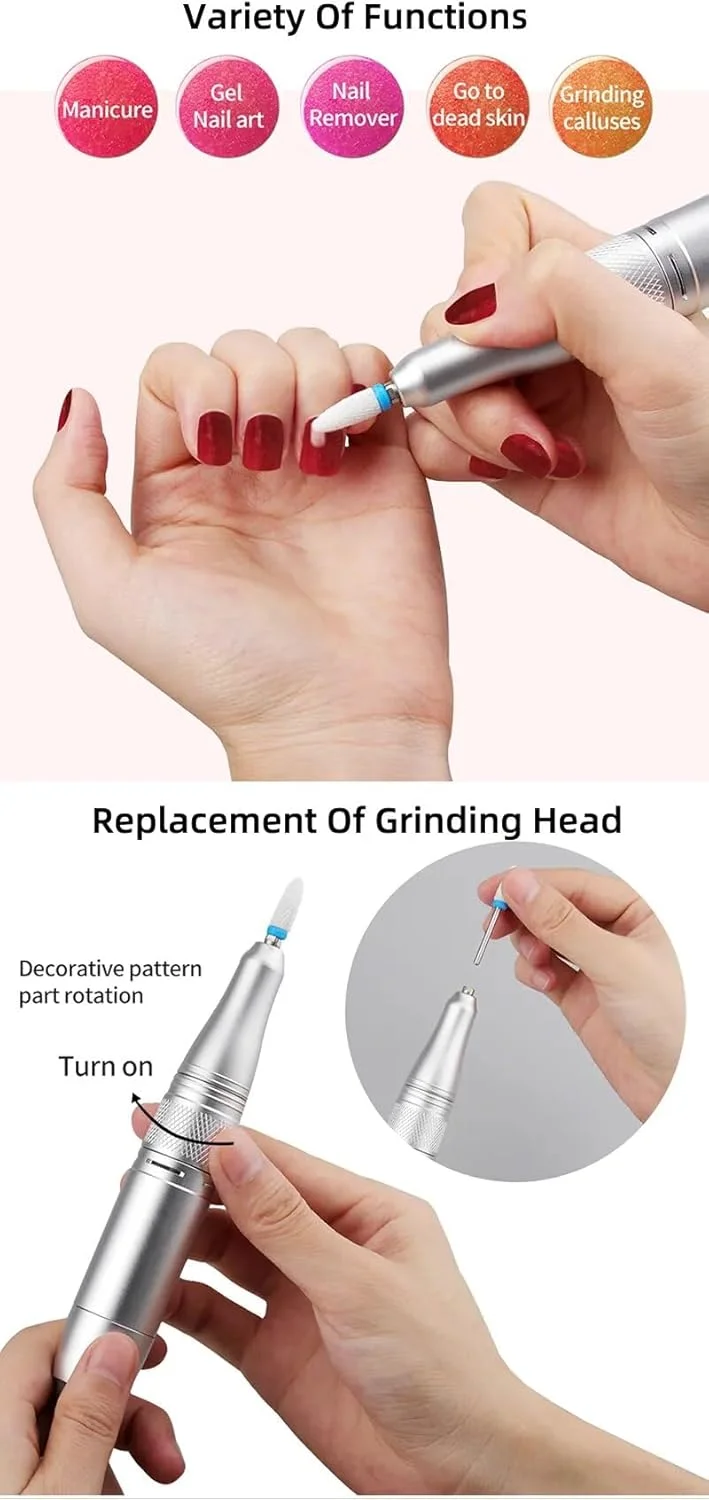 دستگاه سوهان برقی ناخن شارژی حرفه ای گلوبال فشن 30000 دور در دقیقه - صفحه نمایش LCD، سرعت قابل تنظیم، دستگاه سبک وزن قابل حمل ارگونومیک برای مانیکور، پدیکور، حذف لاک اکریلیک و ژل (PND550) دستگاه سوهان برقی ناخن شارژی حرفه ای گلوبال فشن 30000 دور در دقیقه - صفحه نمایش LCD، سرعت قابل تنظیم، دستگاه سبک وزن قابل حمل ارگونومیک برای مانیکور، پدیکور، حذف لاک اکریلیک و ژل (PND550)