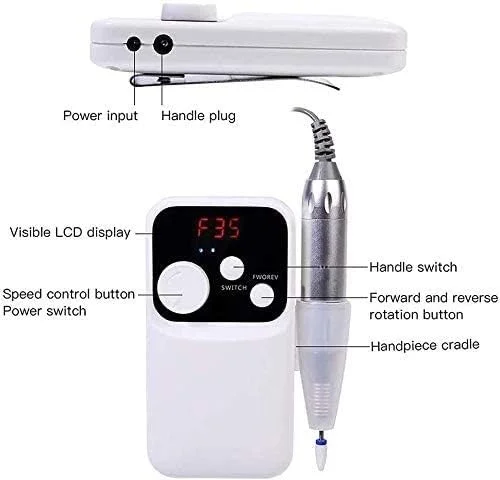 دستگاه سوهان برقی ناخن حرفه ای قابل شارژ GHQERTY با سرعت 35000 دور در دقیقه، سوهان برقی قابل حمل، ابزار آسیاب ژل اکریلیک با 6 سر سوهان و نوارهای سنباده دستگاه سوهان برقی ناخن حرفه ای قابل شارژ GHQERTY با سرعت 35000 دور در دقیقه، سوهان برقی قابل حمل، ابزار آسیاب ژل اکریلیک با 6 سر سوهان و نوارهای سنباده