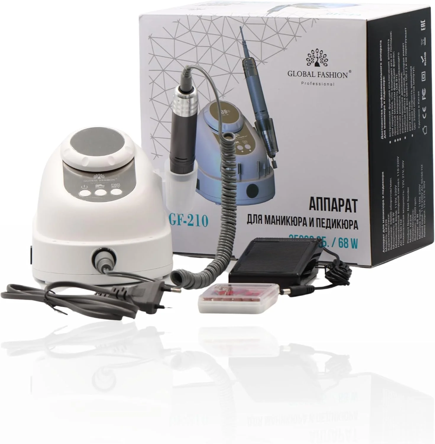دستگاه سوهان برقی ناخن حرفه ای GLOBAL FASHION GF-210 – 68 وات، سرعت بالا 35000 دور در دقیقه، سرعت متغیر، چرخش معکوس، صدای کم، مناسب برای ناخن های بادوام اکریلیک، ژل و پلی ژل، مانیکور و پدیکور (سفید) دستگاه سوهان برقی ناخن حرفه ای GLOBAL FASHION GF-210 – 68 وات، سرعت بالا 35000 دور در دقیقه، سرعت متغیر، چرخش معکوس، صدای کم، مناسب برای ناخن های بادوام اکریلیک، ژل و پلی ژل، مانیکور و پدیکور (سفید)