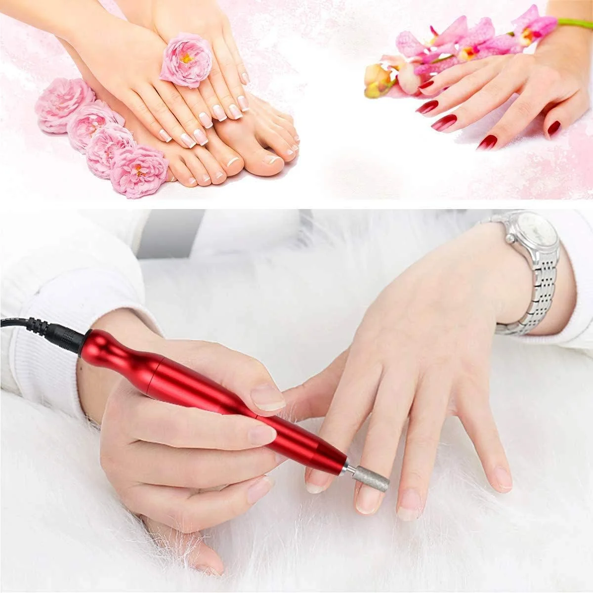 دستگاه حرفه ای سوهان برقی ناخن USB مدل GHQERTY، قابل حمل برای مانیکور و پولیش ناخن (قرمز) دستگاه حرفه ای سوهان برقی ناخن USB مدل GHQERTY، قابل حمل برای مانیکور و پولیش ناخن (قرمز)