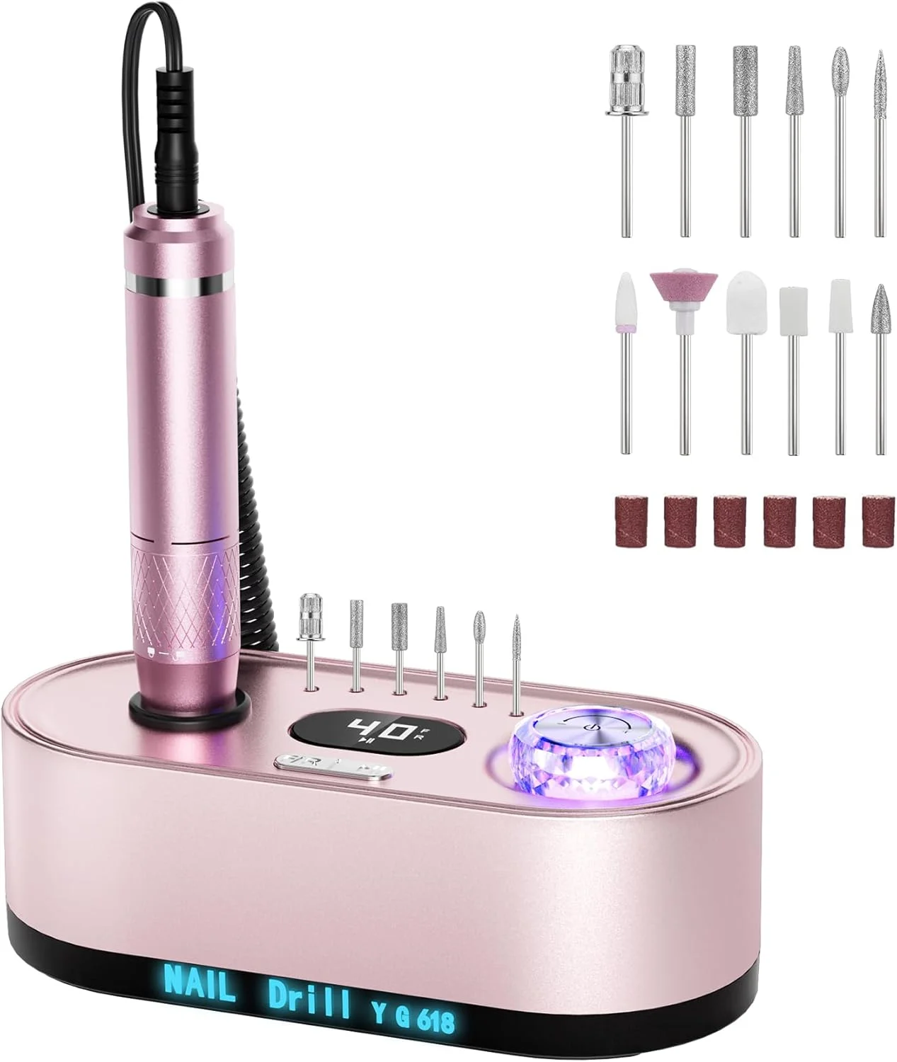 دستگاه سوهان برقی ناخن حرفه ای JOSGLOI - کیت سوهان برقی ناخن 40000 دور در دقیقه، دستگاه بافر ناخن Efile با صفحه نمایش LCD برای ناخن های ژلی آکریلیک، مانیکور و پدیکور، پولیشر دستگاه سوهان برقی ناخن حرفه ای JOSGLOI - کیت سوهان برقی ناخن 40000 دور در دقیقه، دستگاه بافر ناخن Efile با صفحه نمایش LCD برای ناخن های ژلی آکریلیک، مانیکور و پدیکور، پولیشر