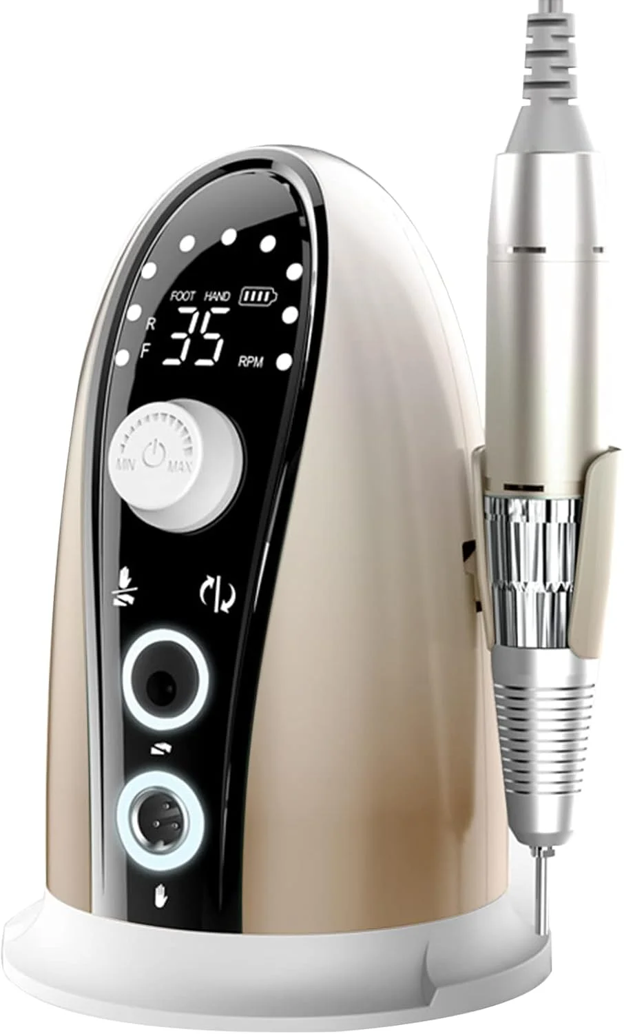 دستگاه پولیش ناخن Irovami، دستگاه دریل برقی ناخن 35000 دور در دقیقه با سرعت چرخش قابل تنظیم، کیت ابزار مانیکور سوهان ناخن، ست دستگاه پدیکور حرفه ای با سرهای سنگ زنی قابل تعویض دستگاه پولیش ناخن Irovami، دستگاه دریل برقی ناخن 35000 دور در دقیقه با سرعت چرخش قابل تنظیم، کیت ابزار مانیکور سوهان ناخن، ست دستگاه پدیکور حرفه ای با سرهای سنگ زنی قابل تعویض