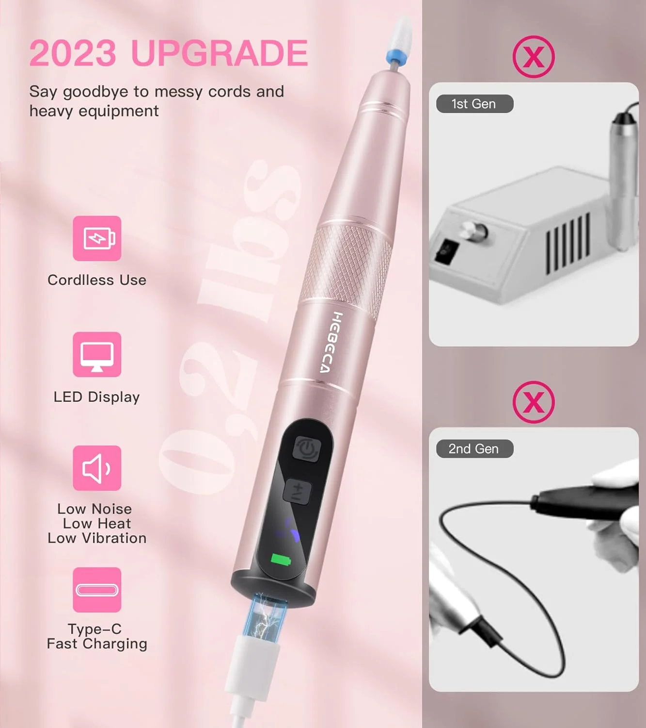 دستگاه سوهان برقی ناخن حرفه ای HEBECA - سوهان برقی ناخن برای ناخن های اکریلیک و ژل 20000 دور در دقیقه - ست مانیکور پدیکور 12 در 1 با سرعت قابل تنظیم (طلایی) دستگاه سوهان برقی ناخن حرفه ای HEBECA - سوهان برقی ناخن برای ناخن های اکریلیک و ژل 20000 دور در دقیقه - ست مانیکور پدیکور 12 در 1 با سرعت قابل تنظیم (طلایی)