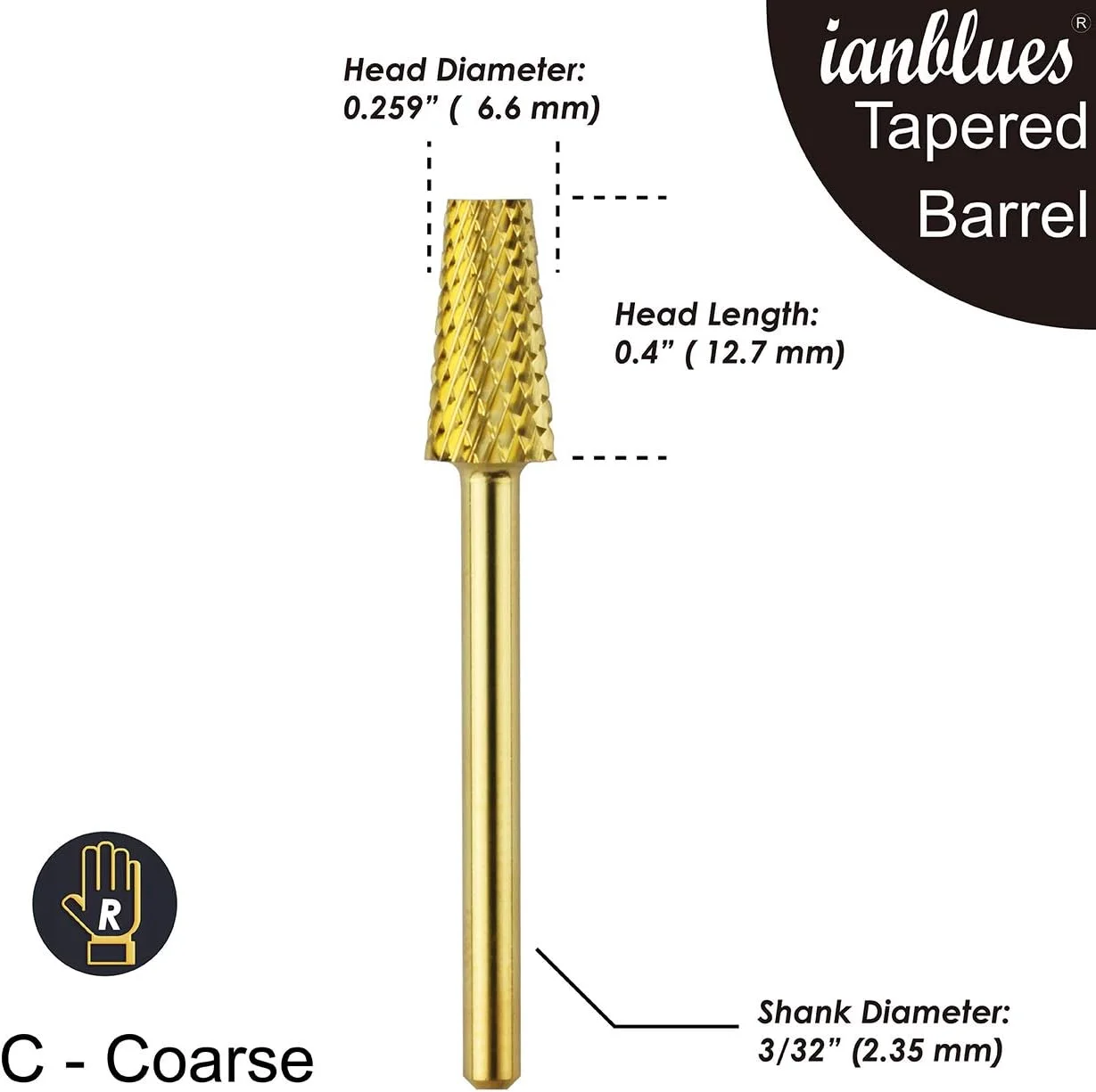 مته مانیکور برقی کاربید مدل مخروطی ianblues، مناسب برای پاکسازی حرفه ای ژل ناخن، ژل اکریلیک، پودر دیپ یا مراقبت معمولی ناخن (C - زبر، طلایی) مته مانیکور برقی کاربید مدل مخروطی ianblues، مناسب برای پاکسازی حرفه ای ژل ناخن، ژل اکریلیک، پودر دیپ یا مراقبت معمولی ناخن (C - زبر، طلایی)
