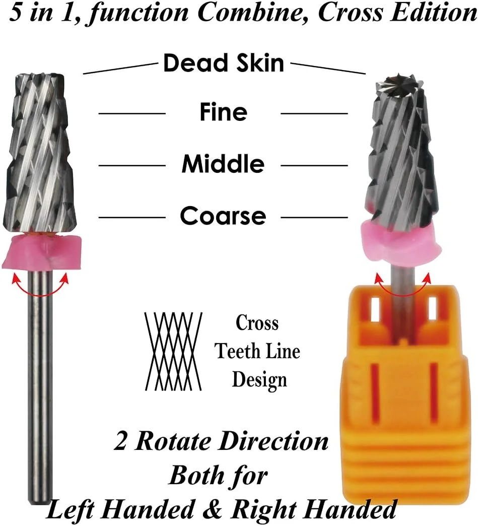 سوهان ناخن چند منظوره ianblues - 5 در 1، نسخه دندانه دار متقاطع برای دستگاه سوهان برقی، مناسب برای افراد چپ دست و راست دست، اندازه زبری: 3XC, XXC, XC, C, M, F, XF, XXF (خیلی زبر، 3XC) سوهان ناخن چند منظوره ianblues - 5 در 1، نسخه دندانه دار متقاطع برای دستگاه سوهان برقی، مناسب برای افراد چپ دست و راست دست، اندازه زبری: 3XC, XXC, XC, C, M, F, XF, XXF (خیلی زبر، 3XC)