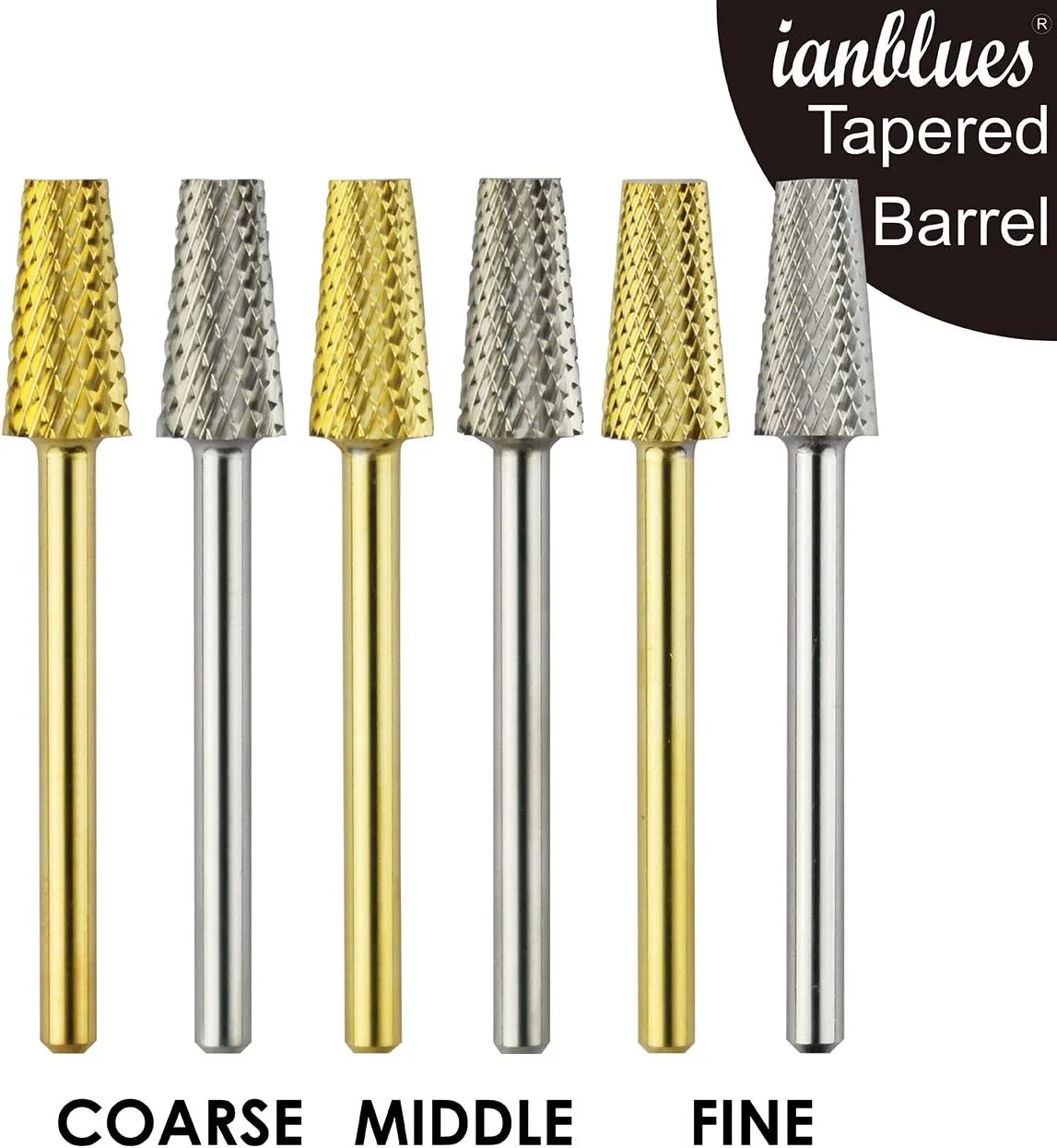 مته مانیکور برقی کاربید مدل مخروطی ianblues، مناسب برای پاکسازی حرفه ای ژل ناخن، ژل اکریلیک، پودر دیپ یا مراقبت معمولی ناخن (C - زبر، طلایی) مته مانیکور برقی کاربید مدل مخروطی ianblues، مناسب برای پاکسازی حرفه ای ژل ناخن، ژل اکریلیک، پودر دیپ یا مراقبت معمولی ناخن (C - زبر، طلایی)