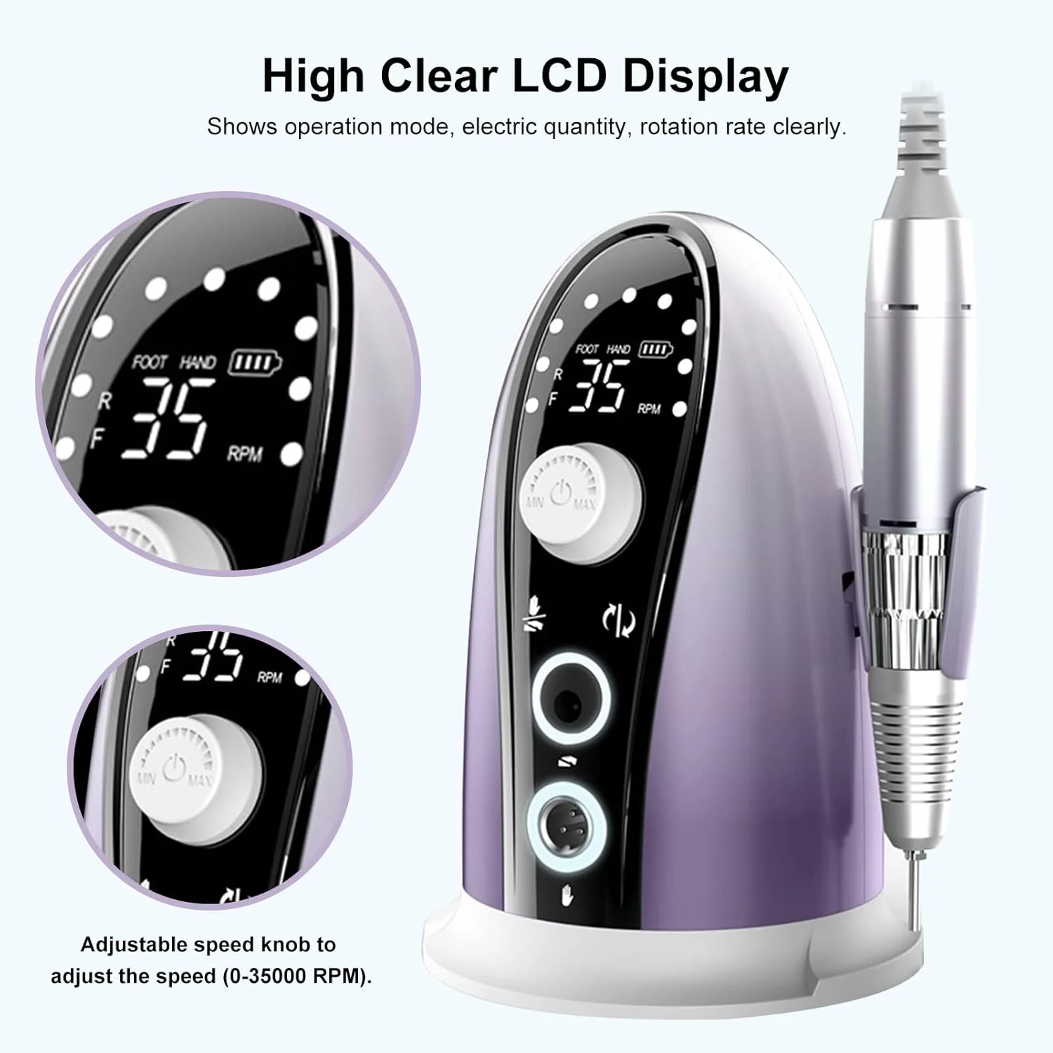 دستگاه پولیش ناخن Irovami، دستگاه دریل برقی ناخن 35000 دور در دقیقه با سرعت چرخش قابل تنظیم، کیت ابزار مانیکور سوهان ناخن، ست دستگاه پدیکور حرفه ای با سرهای سنگ زنی قابل تعویض دستگاه پولیش ناخن Irovami، دستگاه دریل برقی ناخن 35000 دور در دقیقه با سرعت چرخش قابل تنظیم، کیت ابزار مانیکور سوهان ناخن، ست دستگاه پدیکور حرفه ای با سرهای سنگ زنی قابل تعویض