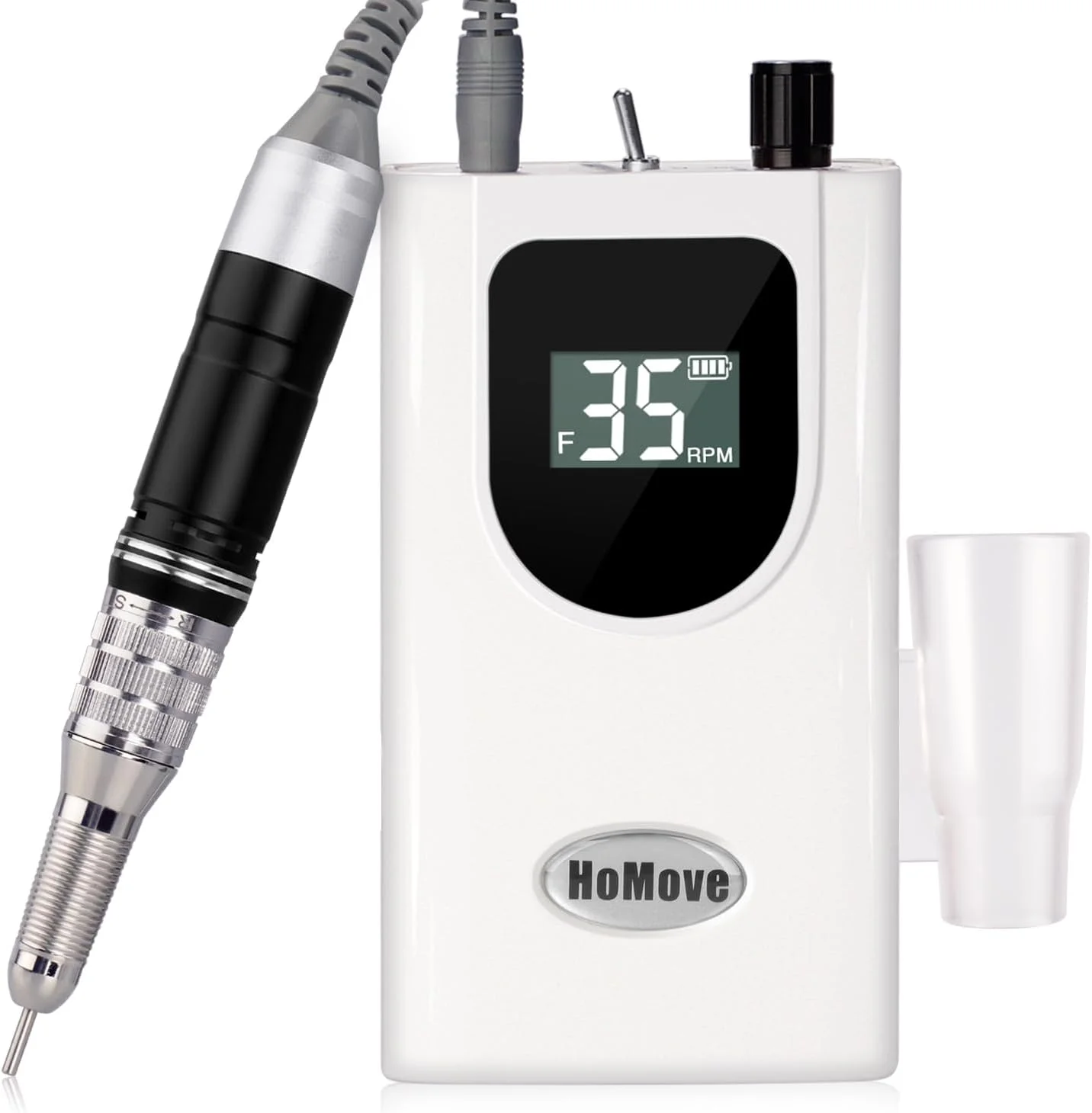 دستگاه سوهان برقی ناخن قابل حمل HoMove با سرعت 35000 دور در دقیقه، سوهان برقی حرفه ای قابل شارژ، سوهان برقی کم حرارت برای ناخن های اکریلیک، کاشت ناخن طبیعی و ژل پلی