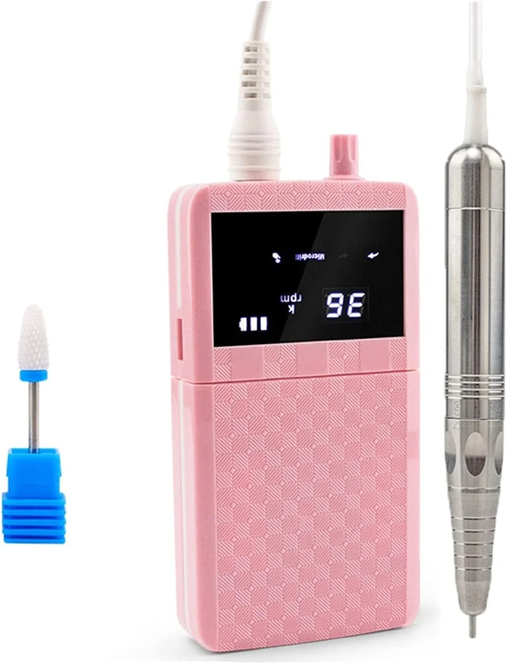 ست دستگاه سوهان برقی ناخن GZDtdsd، قابل حمل، شارژی، موتور براشلس، دستگاه سوهان برقی حرفه ای 35000 دور در دقیقه، بی سیم، سوهان برقی، سر سوهان های سرامیکی اکریلیک