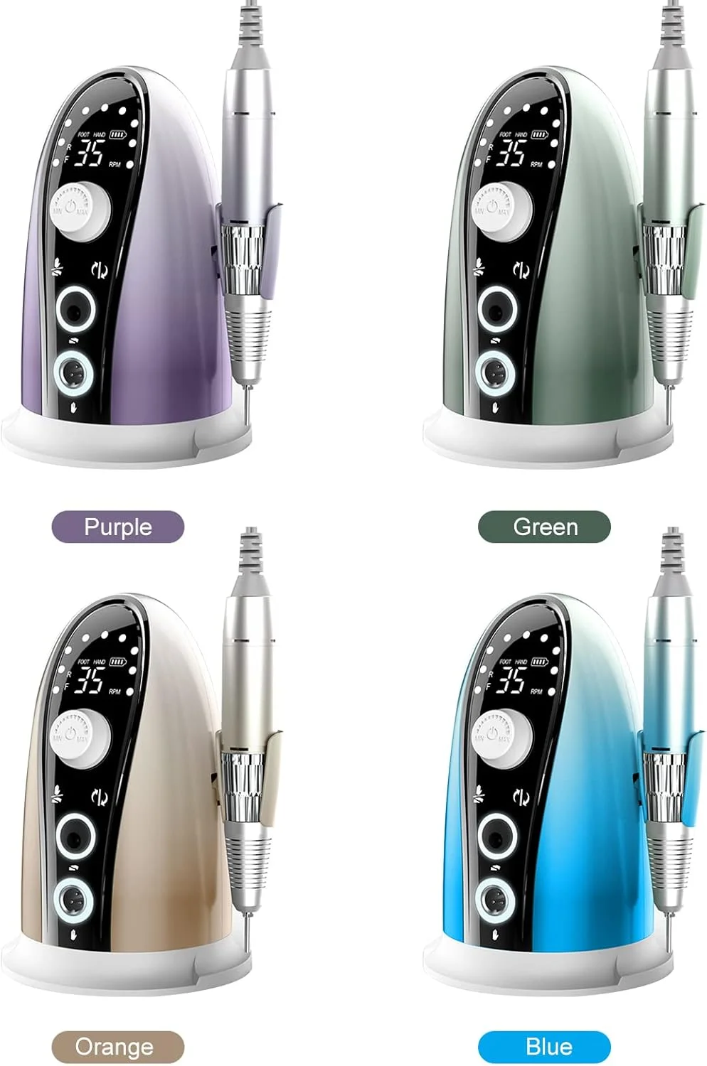 دستگاه پولیش ناخن Irovami، دستگاه دریل برقی ناخن با سرعت چرخش قابل تنظیم 35000 دور در دقیقه، کیت ابزار مانیکور سوهان ناخن، ست دستگاه پدیکور حرفه ای با سرهای سنگ زنی قابل تعویض دستگاه پولیش ناخن Irovami، دستگاه دریل برقی ناخن با سرعت چرخش قابل تنظیم 35000 دور در دقیقه، کیت ابزار مانیکور سوهان ناخن، ست دستگاه پدیکور حرفه ای با سرهای سنگ زنی قابل تعویض