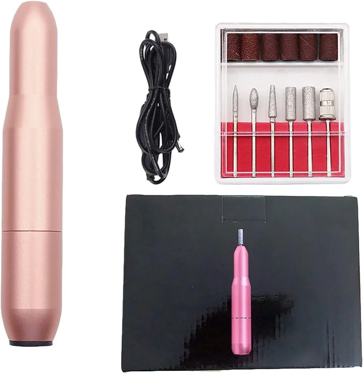 دستگاه سوهان برقی ناخن قابل حمل GZDodek 20000 دور در دقیقه، دستگاه مانیکور، پولیش ناخن، ابزار پدیکور ناخن (رزگلد بدون)