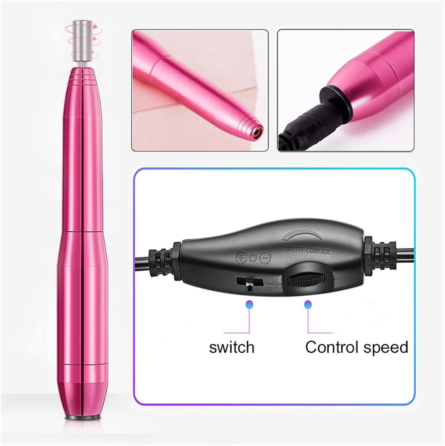 دستگاه سوهان برقی ناخن GZDodek، ست دستگاه مانیکور قابل حمل، ست پدیکور، فایل ناخن، کیت ابزار طراحی ناخن، تجهیزات حذف ژل برای ناخن های اکریلیک حرفه ای (طلایی (USB))