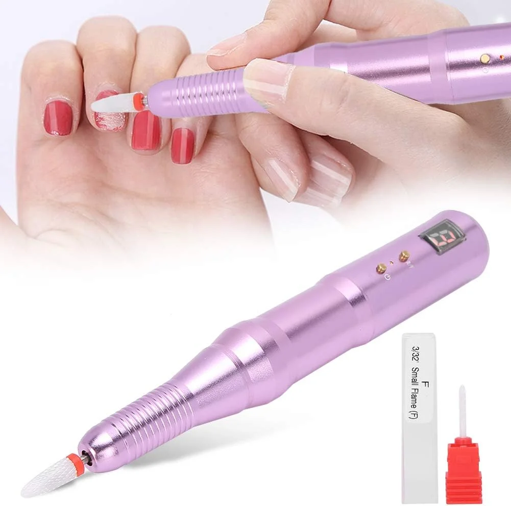سوهان برقی ناخن GZDcjsc، دریل ناخن، قلم دریل برقی قابل شارژ، پولیشر قابل حمل آسیاب ناخن ابزار مانیکور (F2)