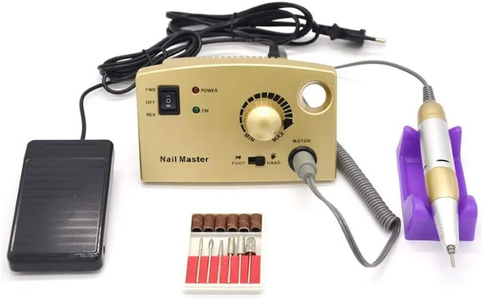 دستگاه سوهان برقی ناخن حرفه ای GZDcjsc، کیت سوهان قابل حمل، 30000 دور در دقیقه، دستگاه مانیکور و پدیکور حرفه ای برای ناخن های اکریلیک و ژل، بافر ناخن (طلایی)