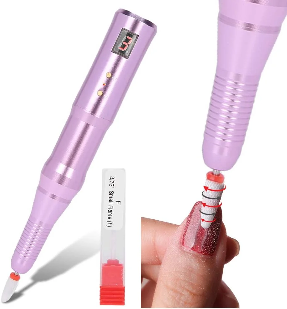 سوهان برقی ناخن GZDcjsc، دریل ناخن، قلم دریل برقی قابل شارژ، پولیشر قابل حمل آسیاب ناخن ابزار مانیکور (F2)