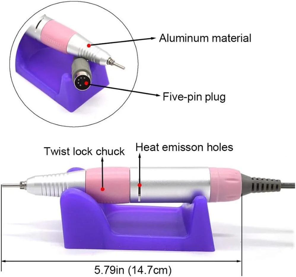 دستگاه سوهان برقی ناخن حرفه ای GZDcjsc، کیت سوهان قابل حمل، 30000 دور در دقیقه، دستگاه مانیکور و پدیکور حرفه ای برای ناخن های اکریلیک و ژل، بافر ناخن (طلایی)